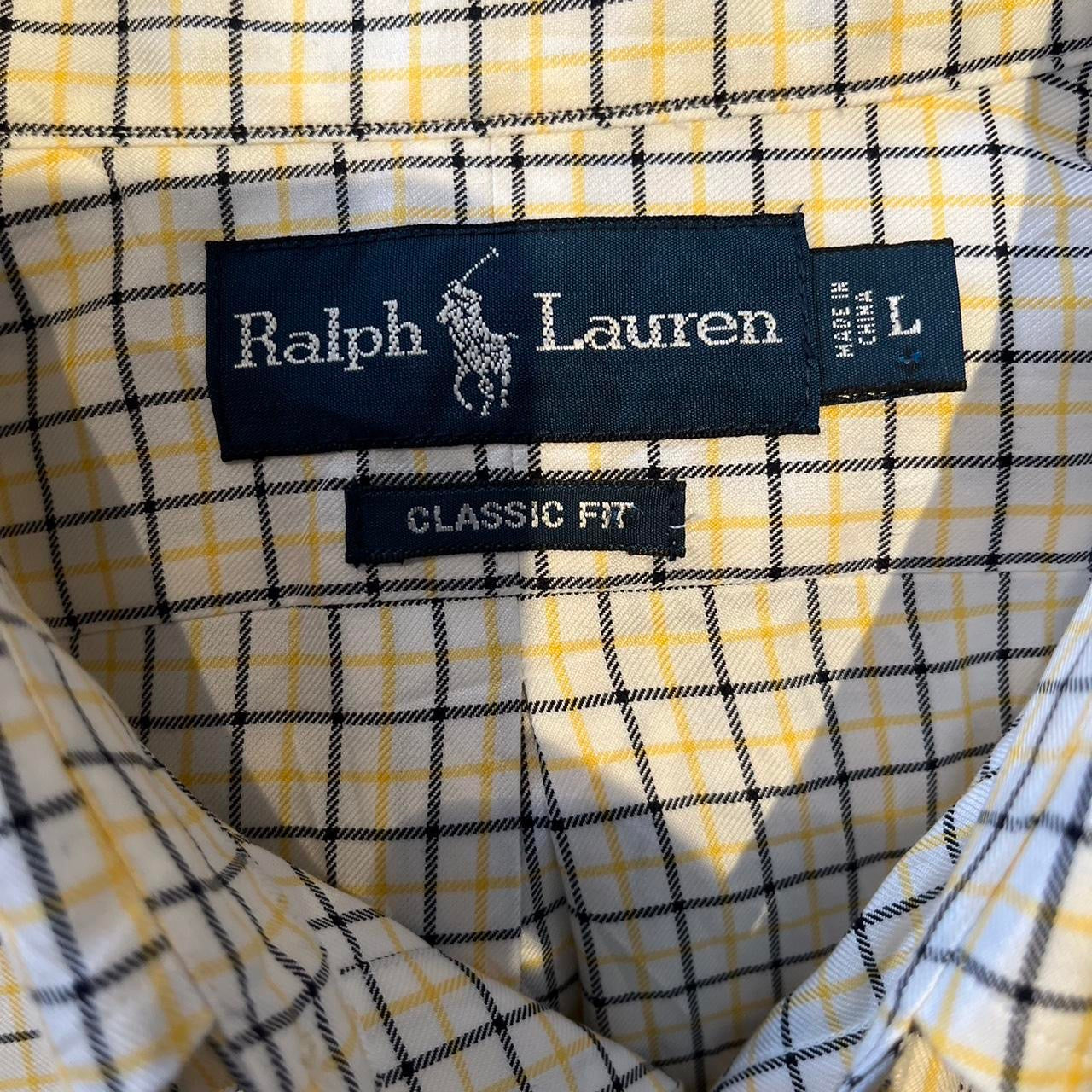Ralph Lauren 100% Cotton White Yellow Blue Check Shirt Size Large