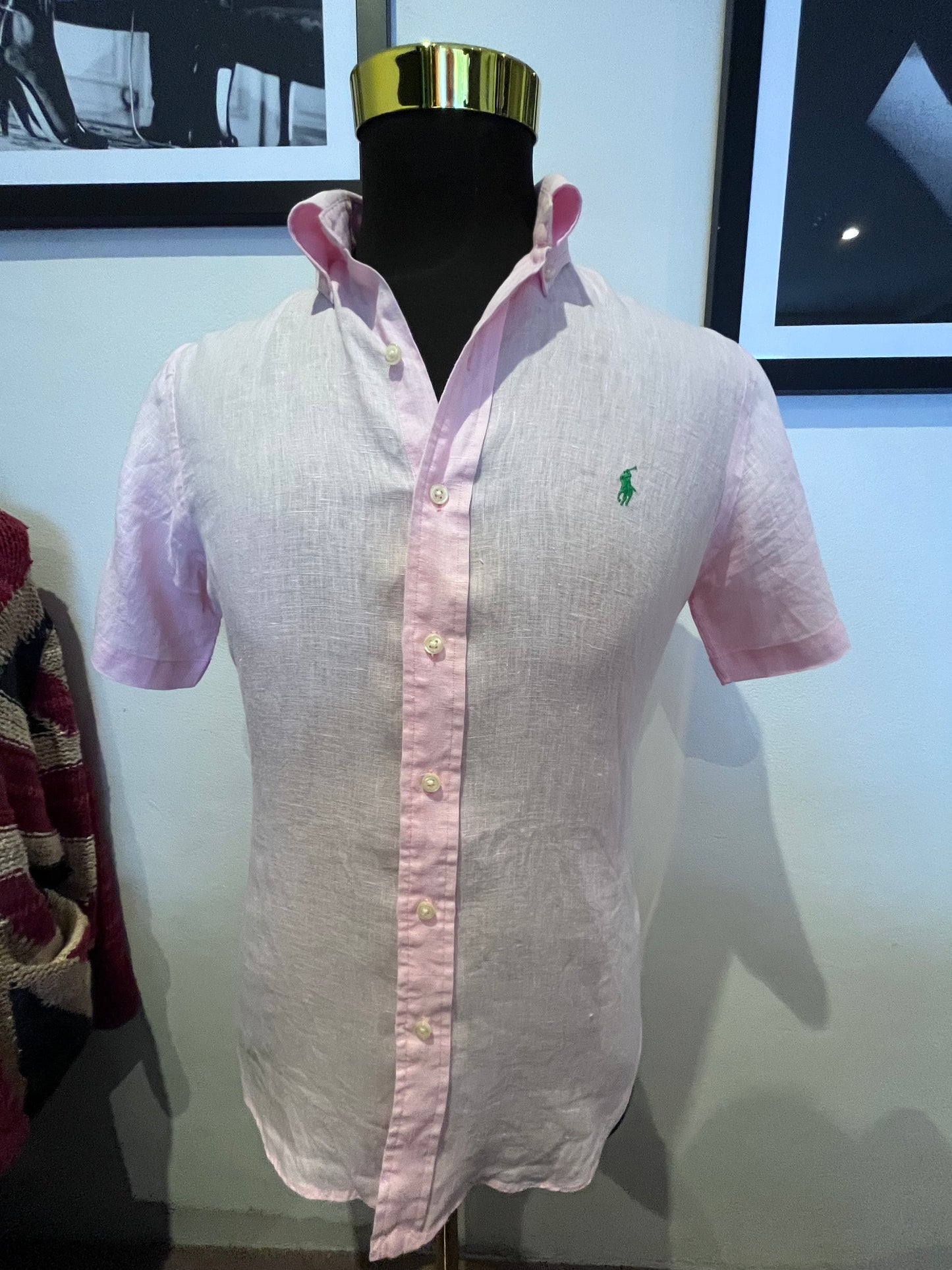Ralph Lauren 100% Linen Pink Short Sleeve Short Size Small