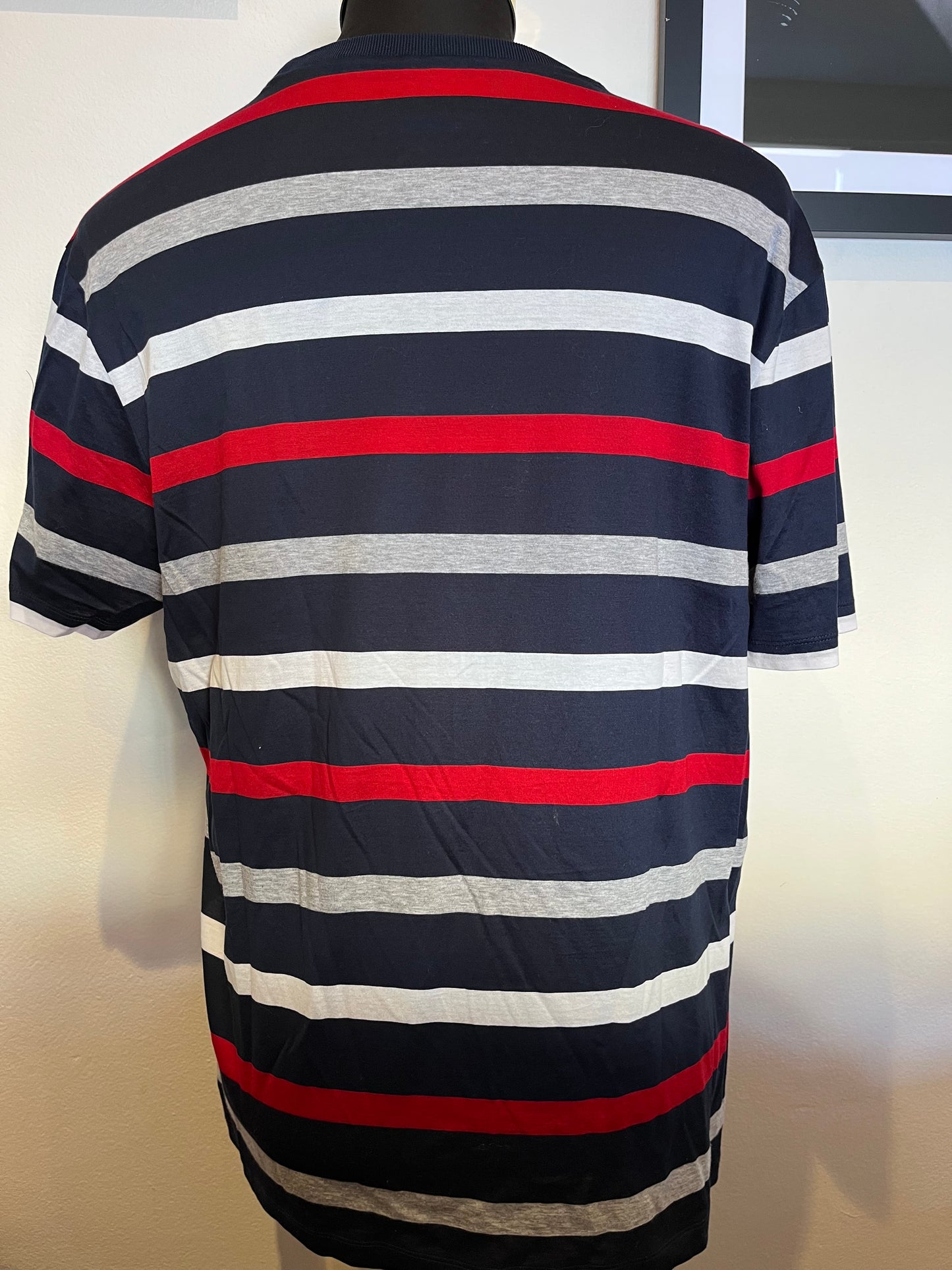 Paul & Shark 100% Cotton Regular Fit Blue Red Stripe Tee Size XL Made In Italy