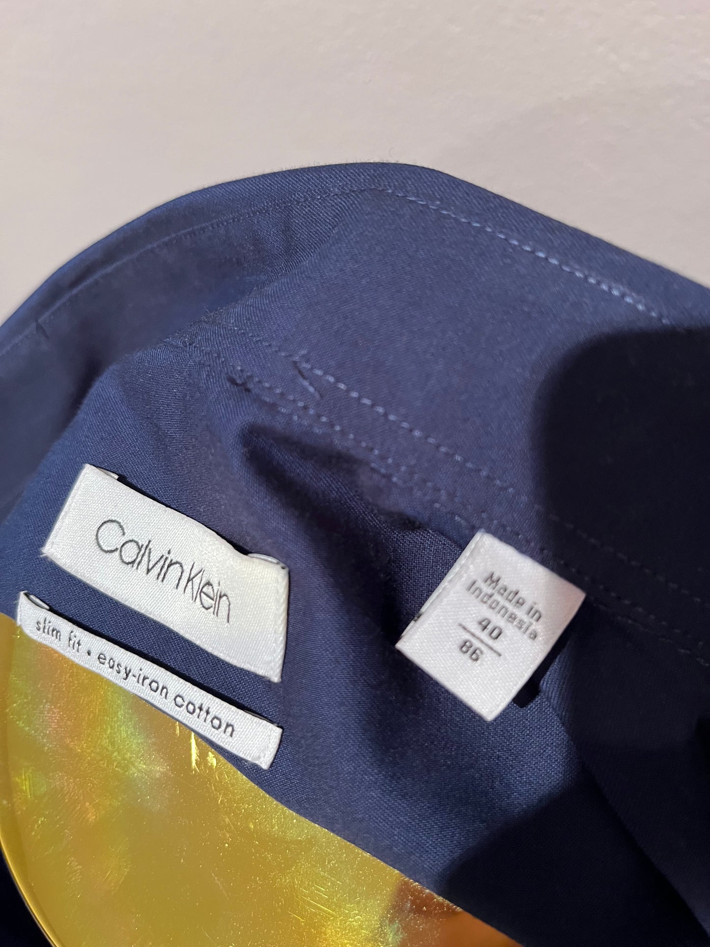 Calvin Klein 100% Cotton Dark Electric Blue Shirt Size M Slim Fit