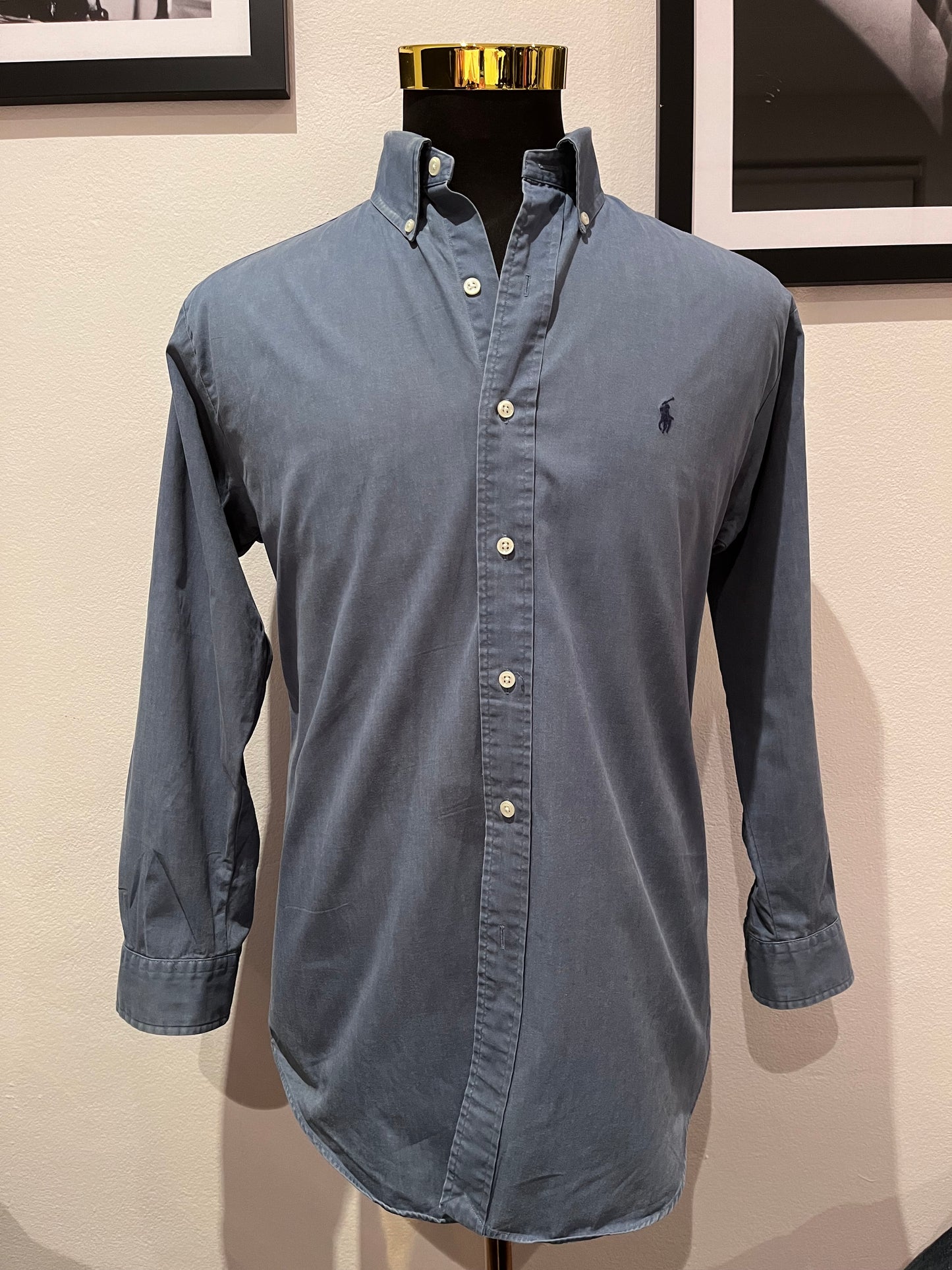 Ralph Lauren 100% Blake Cotton Blue Button Down Collar Shirt Size Medium