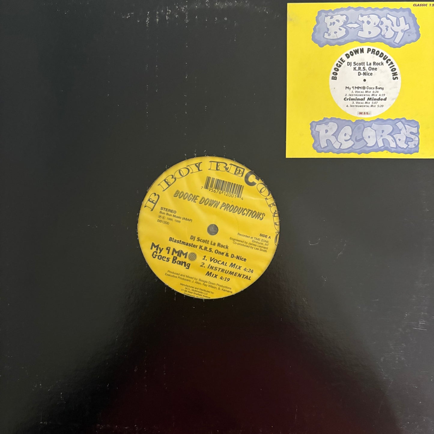 Boogie Down Productions “My 9mm Goes Bang” / “Criminal Minded” 4 Version 12inch vinyl record