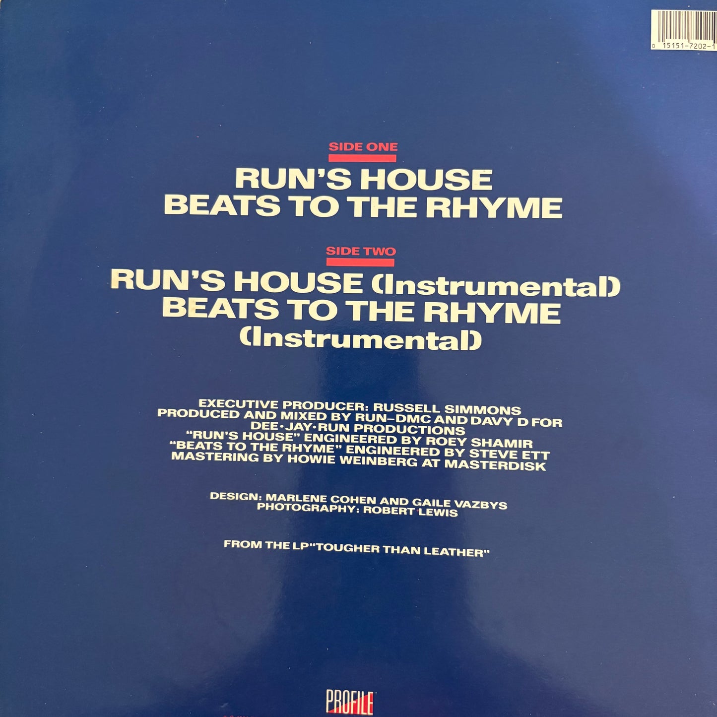 RUN-DMC “Runs House” / “Beats To The Rhyme” 4 Track 12inch vinyl record