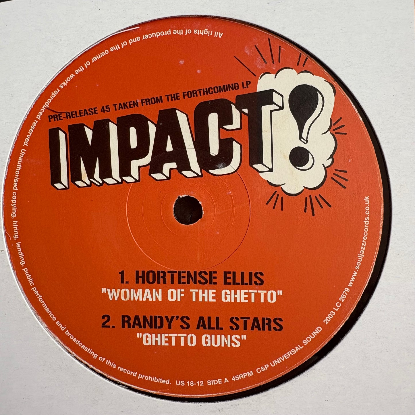 Hortense Ellis “Woman Of The Ghetto” Randy’s All Stars “Ghetto Guns” 4 Track 12” Vinyl Record