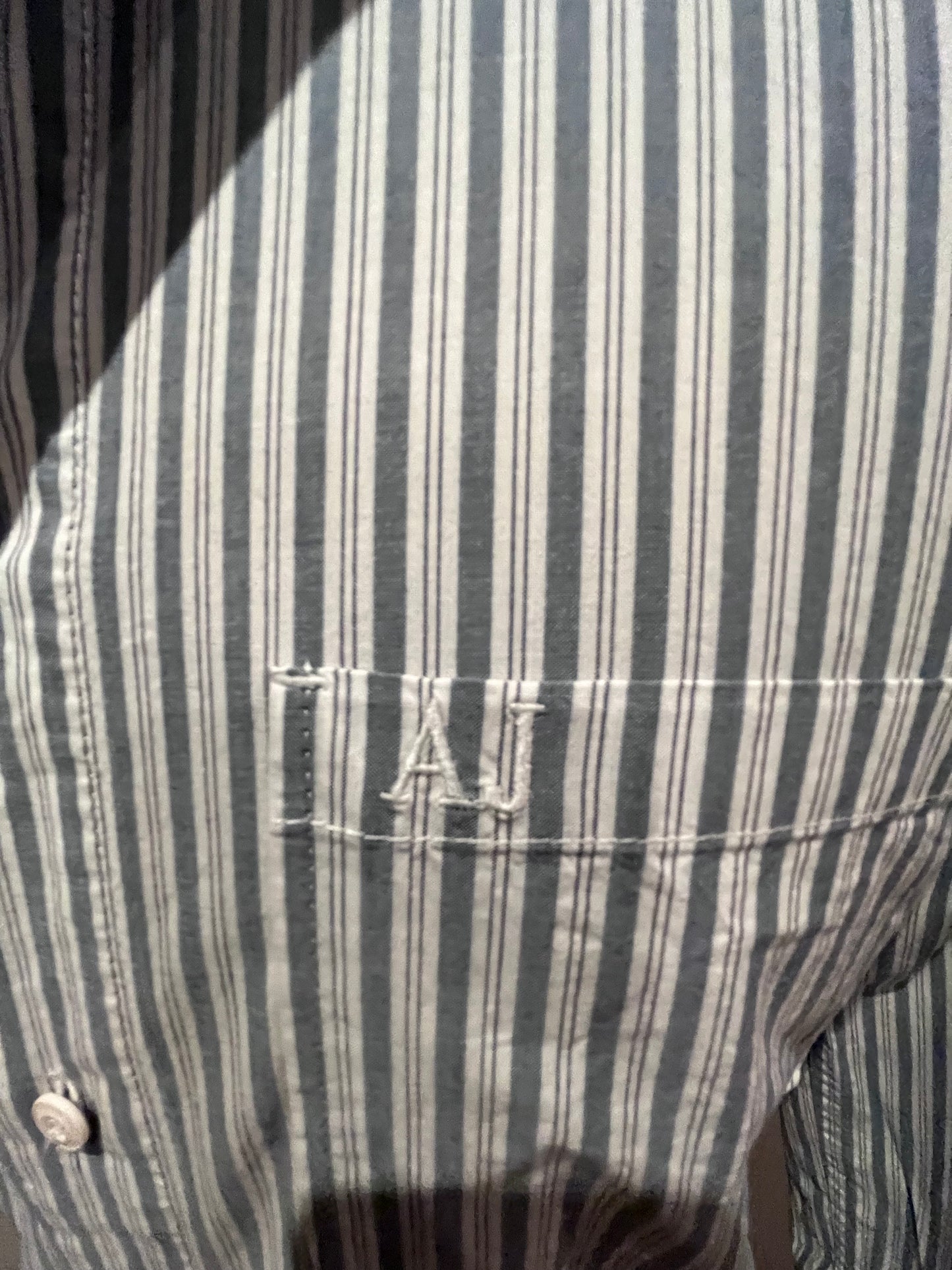 Armani Armani Jeans 100% Cotton White / Grey Stripe Shirt Size S