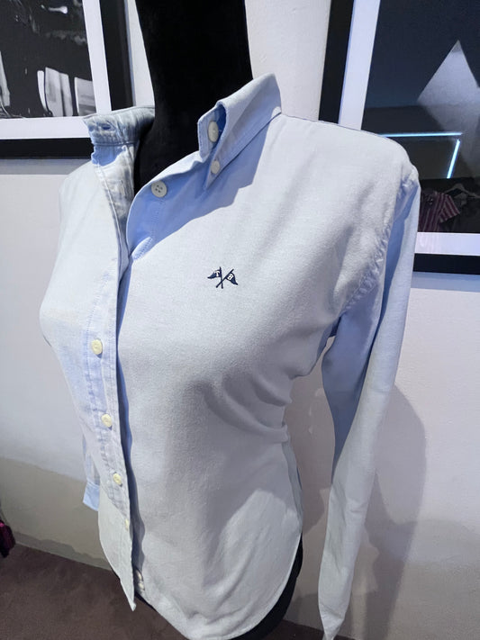Burberry Women’s 100% Cotton Blue Shirt Regular Fit Size US 12