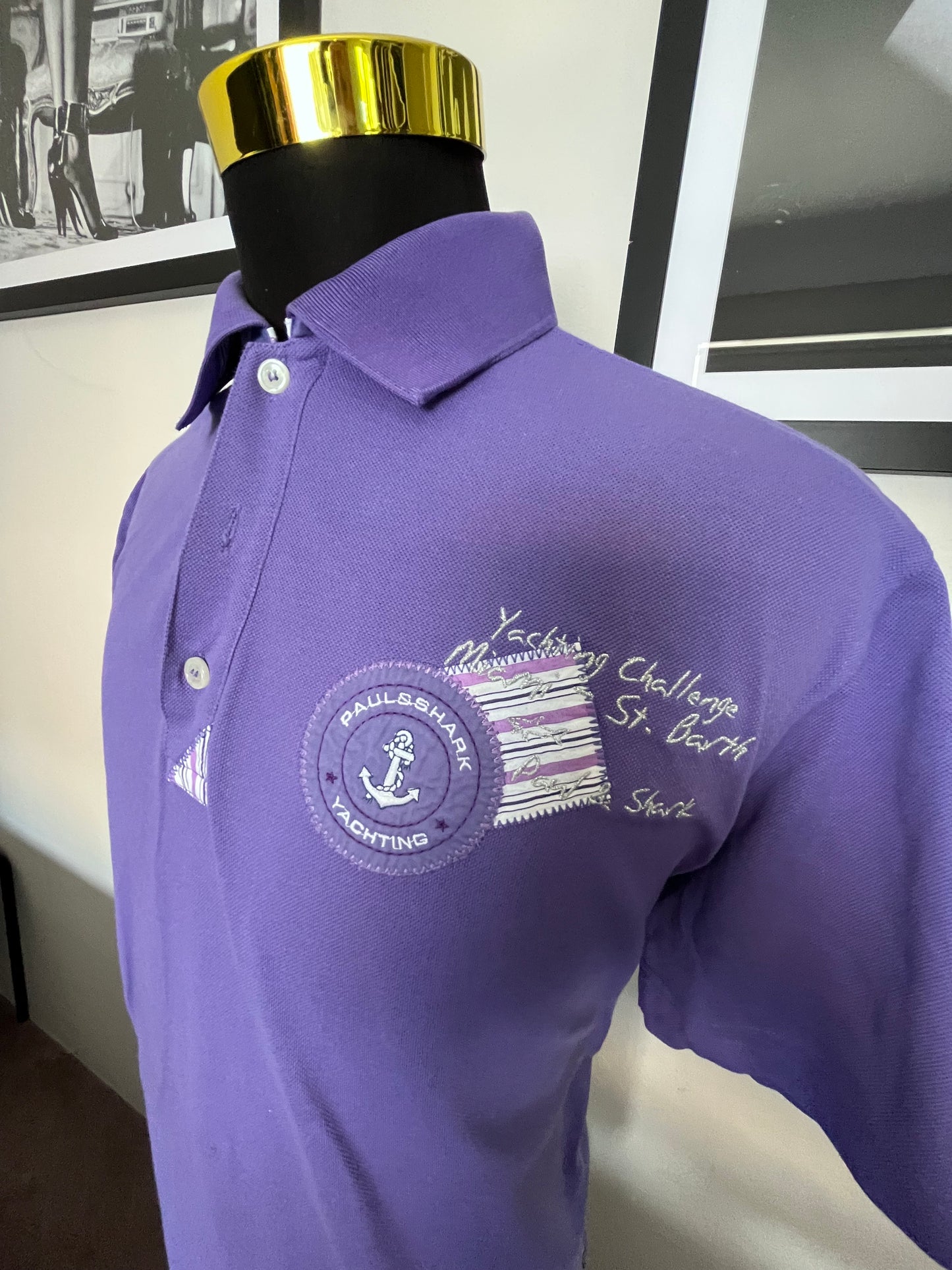 Paul & Shark 100% Cotton Purple Polo Shirt Made in Italy Size XL fits Large to XL