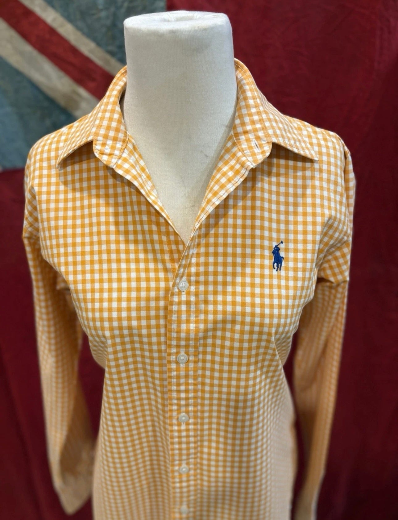 Ralph Lauren Sport Women’s 100% Cotton Orange Gingham Shirt Size 10