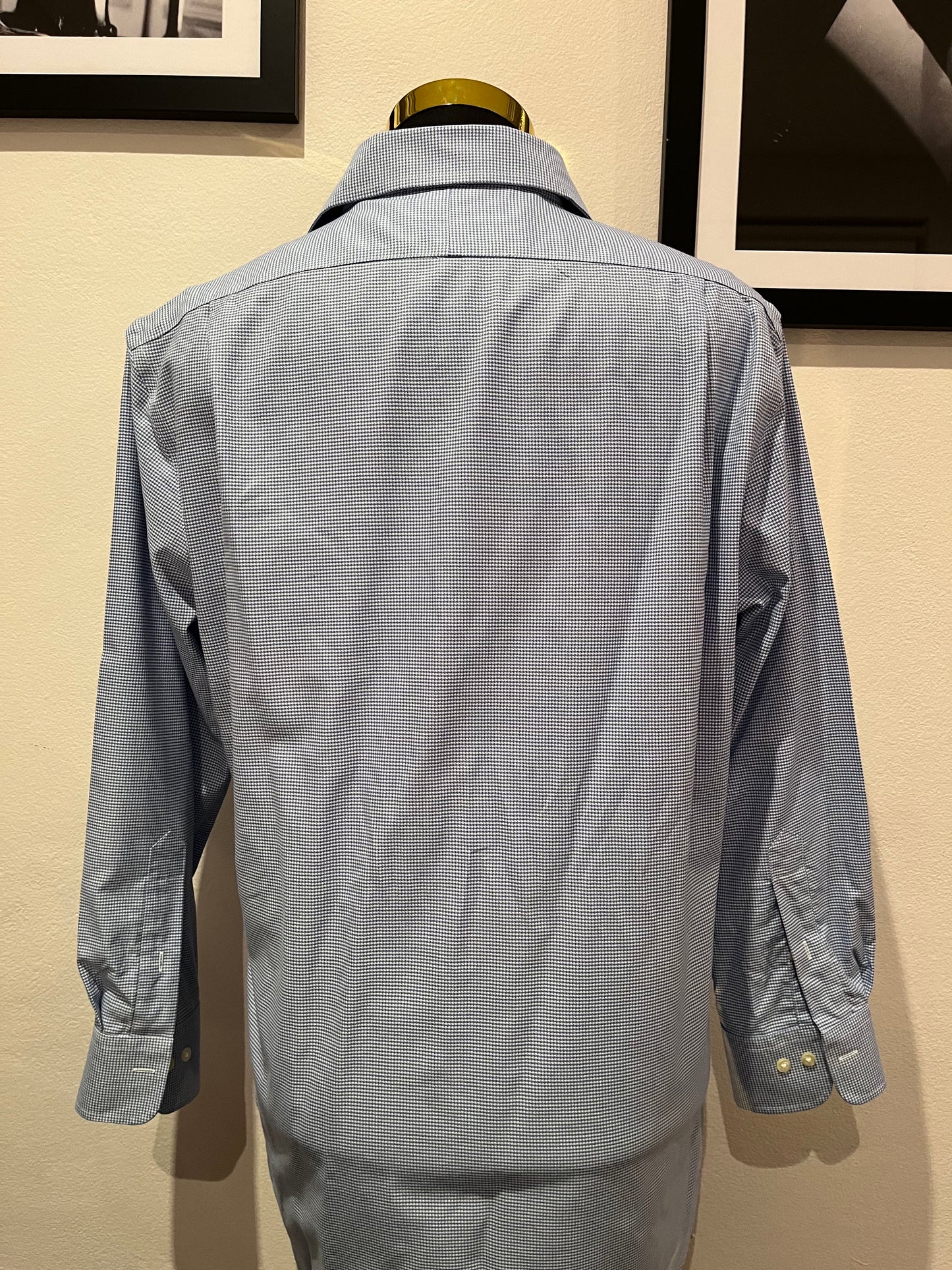 Ralph Lauren 100% Stretch Cotton Slim Fit Blue Check Shirt Size Large