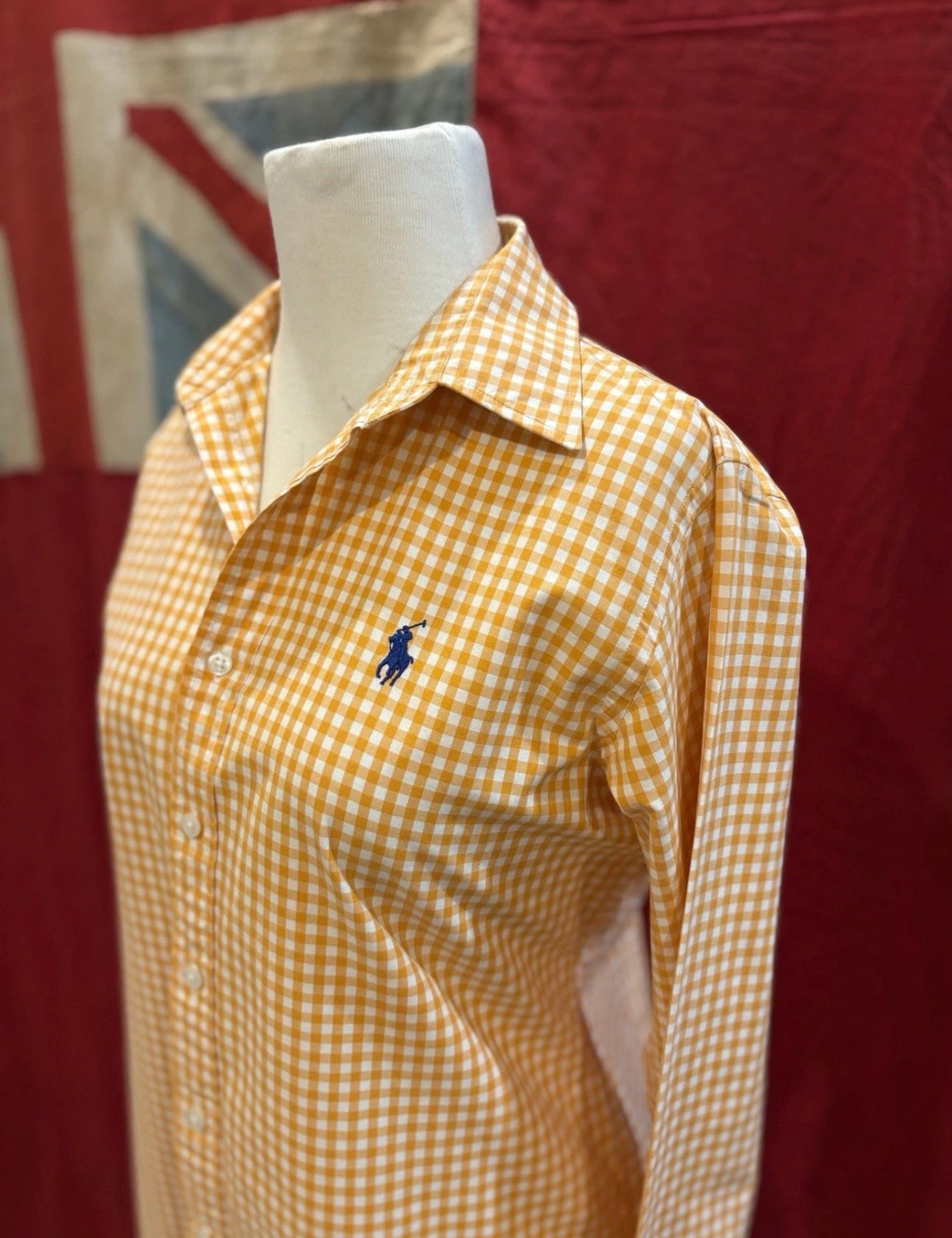 Ralph Lauren Sport Women’s 100% Cotton Orange Gingham Shirt Size 10