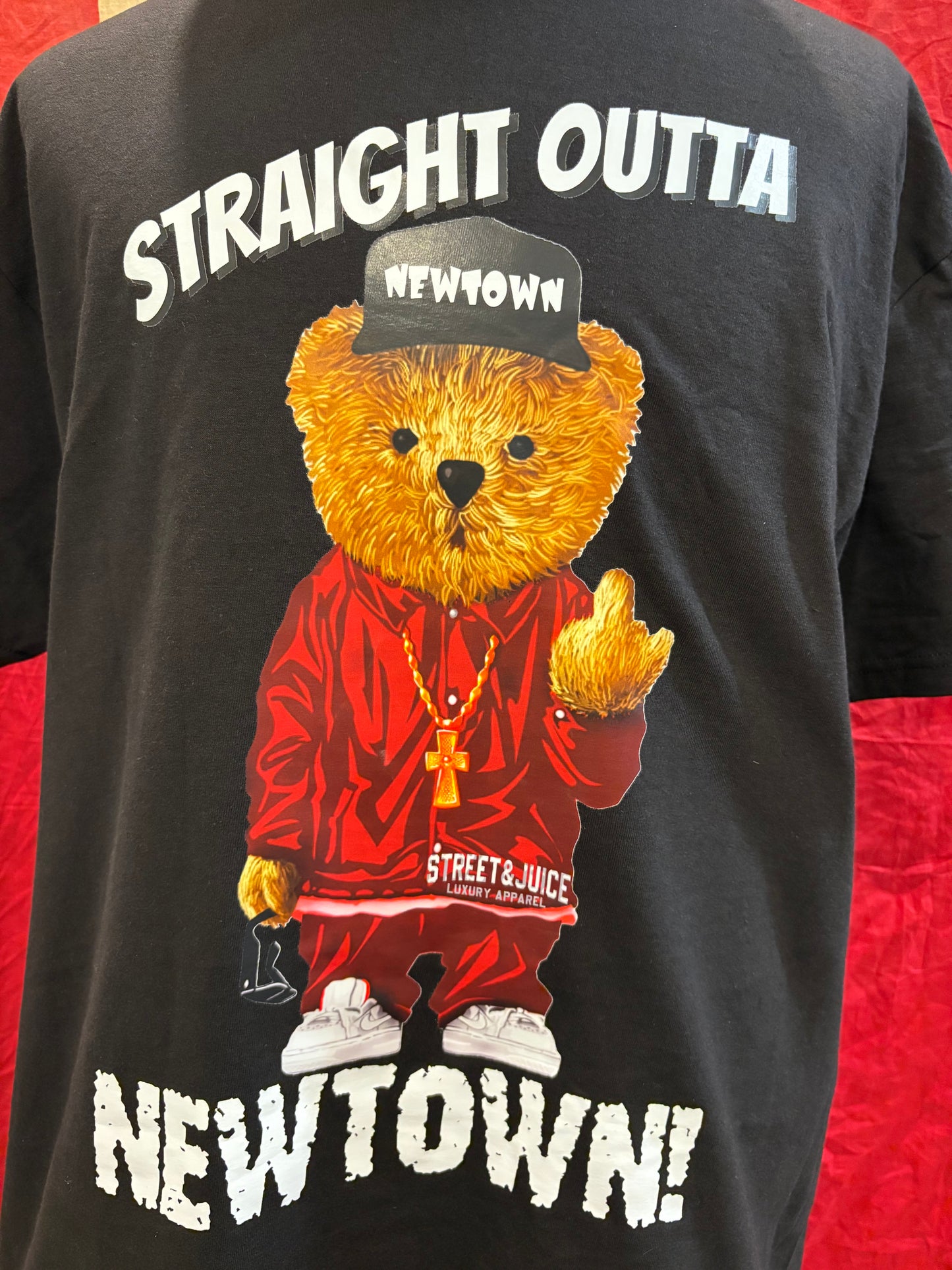 Street & Juice 100% Cotton Black Chest Logo Tee Straight Outta Newtown