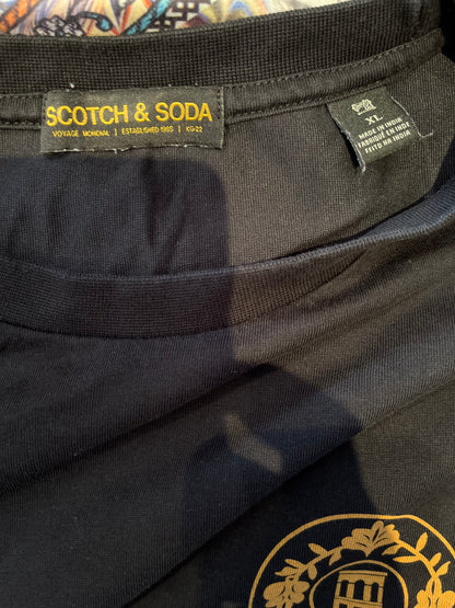 Scotch & Soda Cotton Blend Black Logo Print Tee Size XL