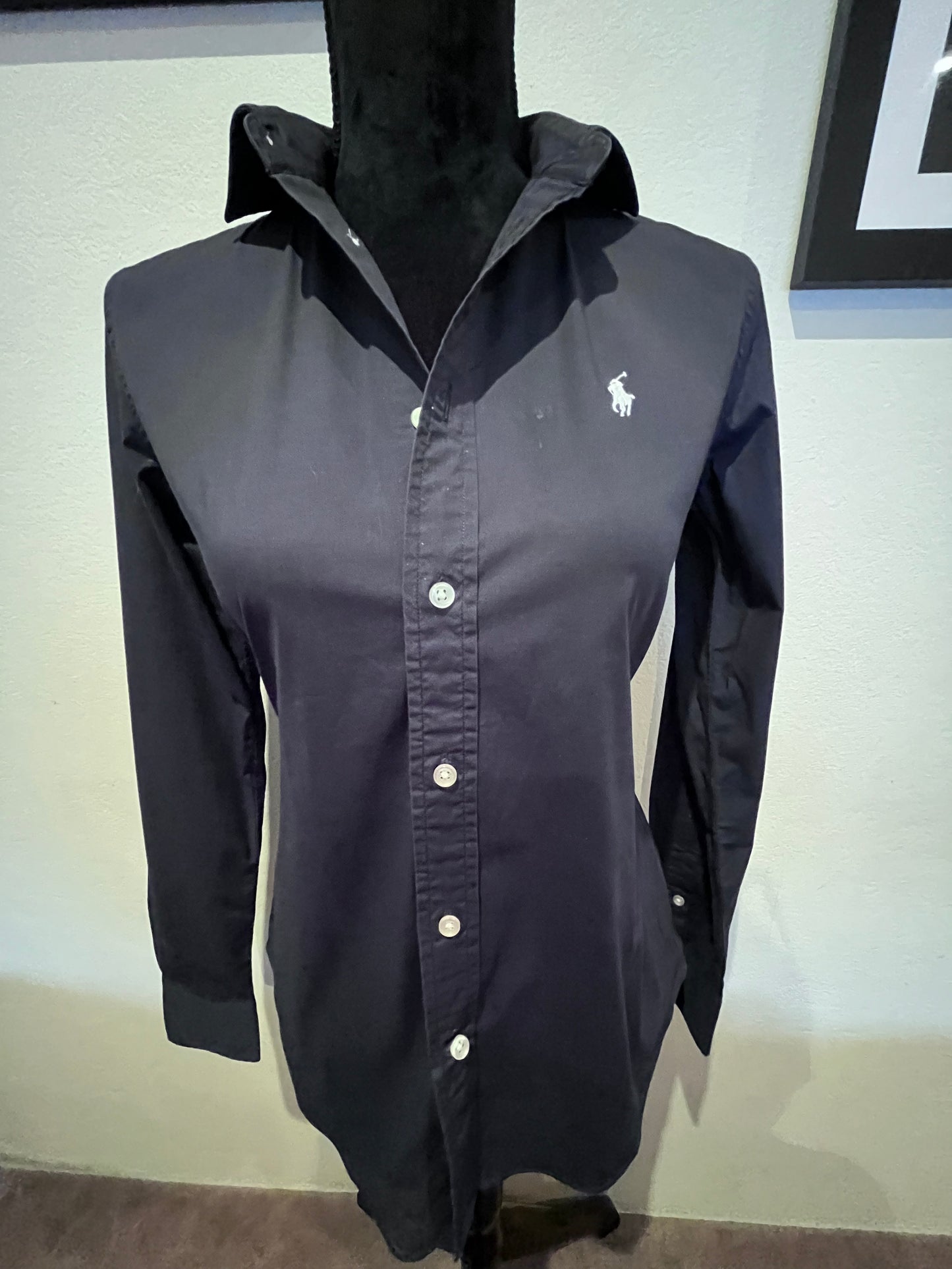 Ralph Lauren Women’s 100% Cotton Navy Blue Shirt Size 6 Slim Fit