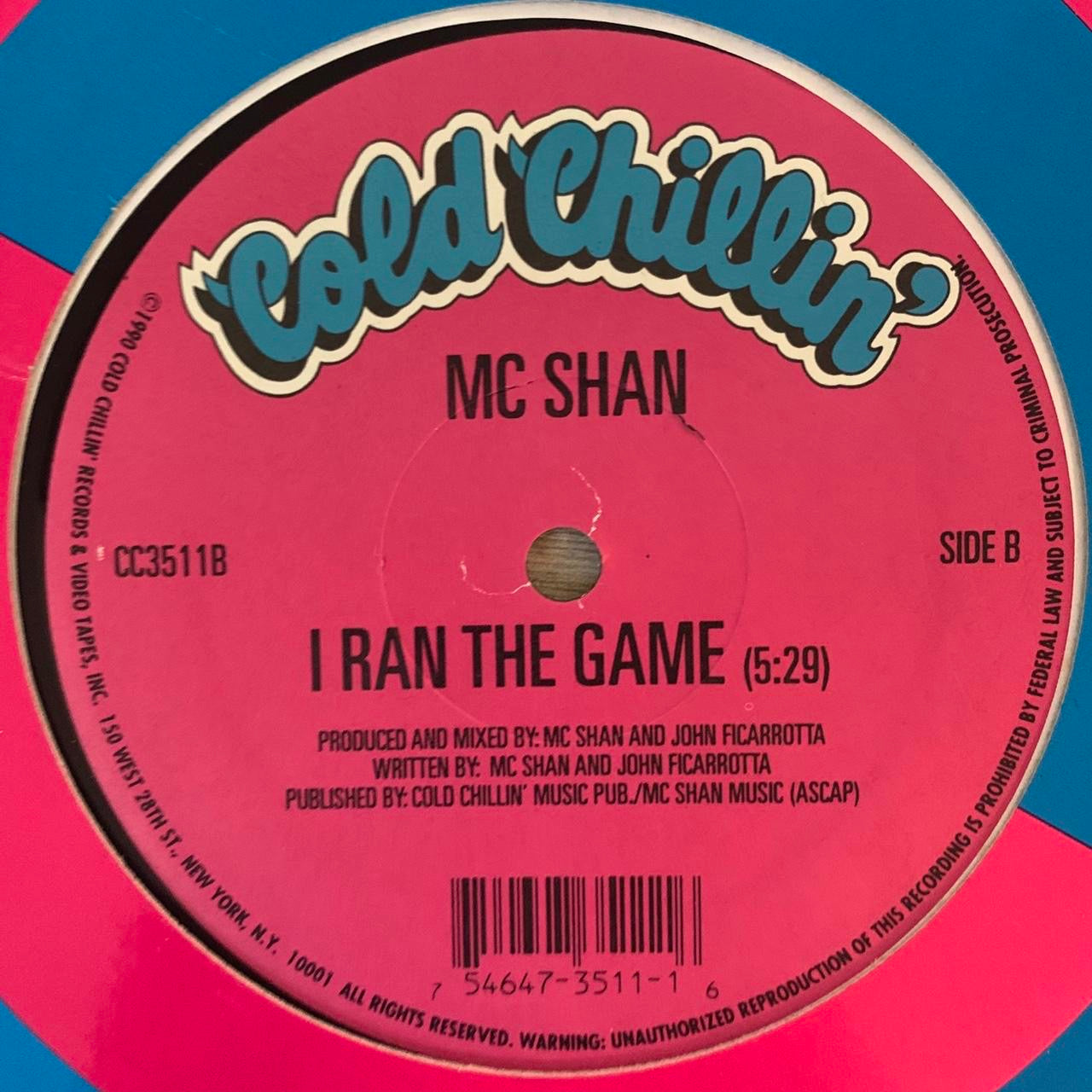 MC Shan “Kill That Noise” / “I Ran The Game” 2 Track 12inch Vinyl Single
