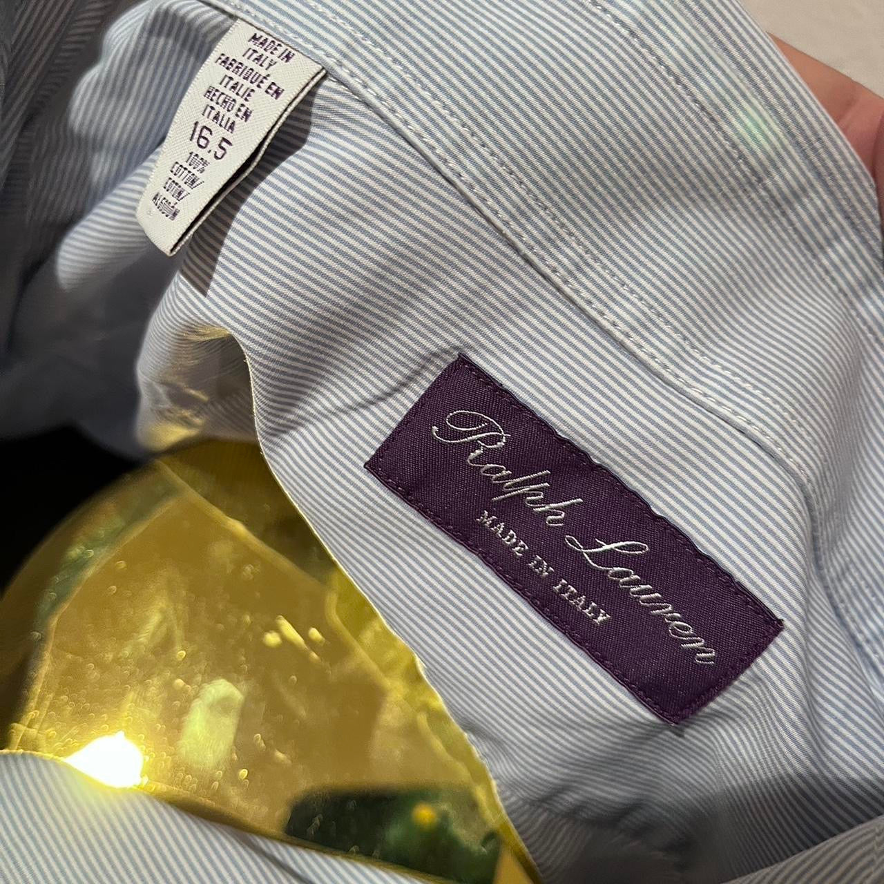 Ralph Lauren Purple Label 100% Cotton Business Shirt Size L Made In Italy fits medium to large