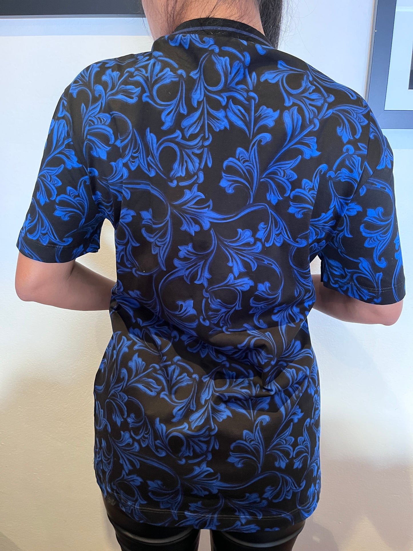 Versace Ladies Blue Baroque Tee Size Small Made it Italy