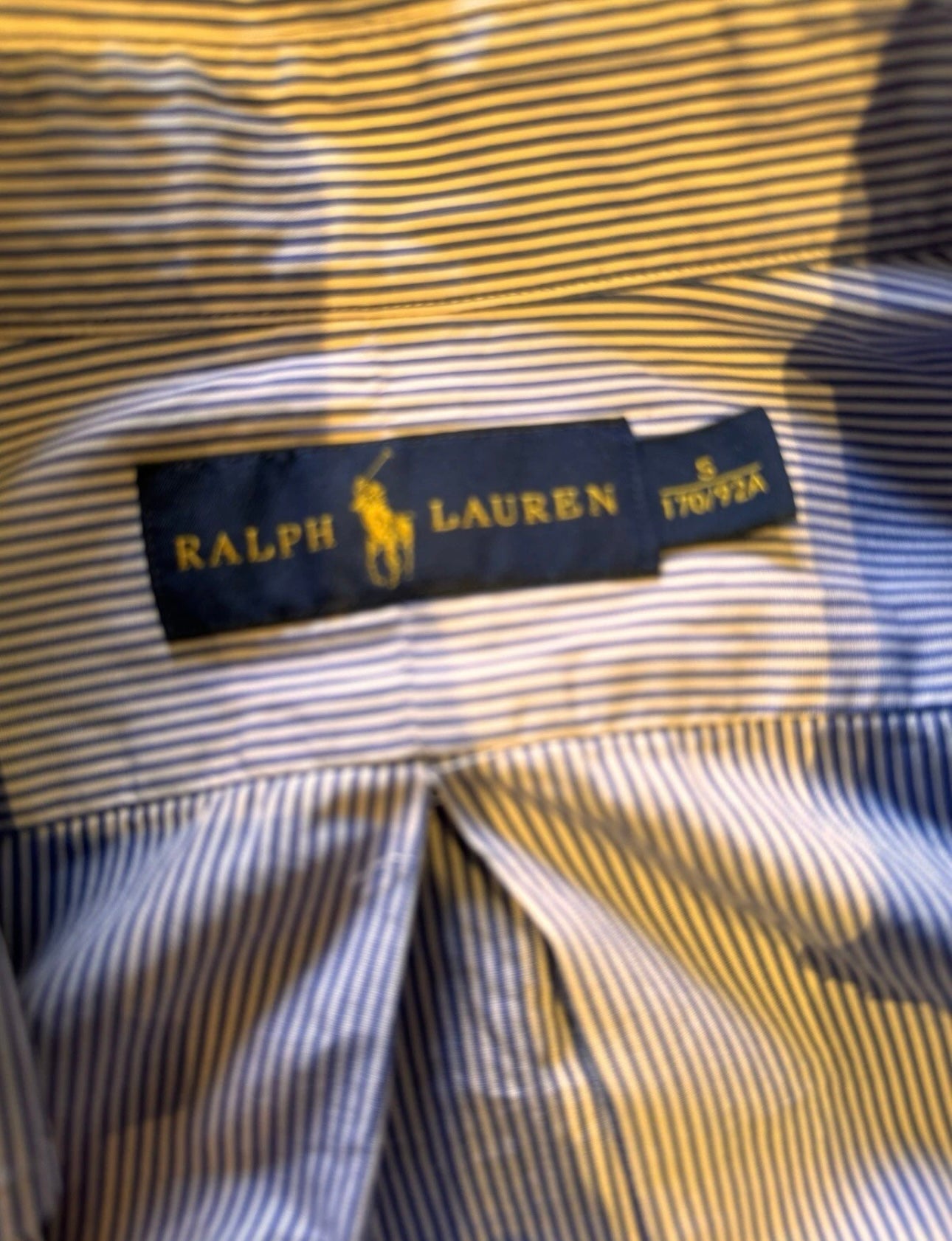 Ralph Lauren 100% Cotton Blue White Striped Slim Fit Shirt Size Small