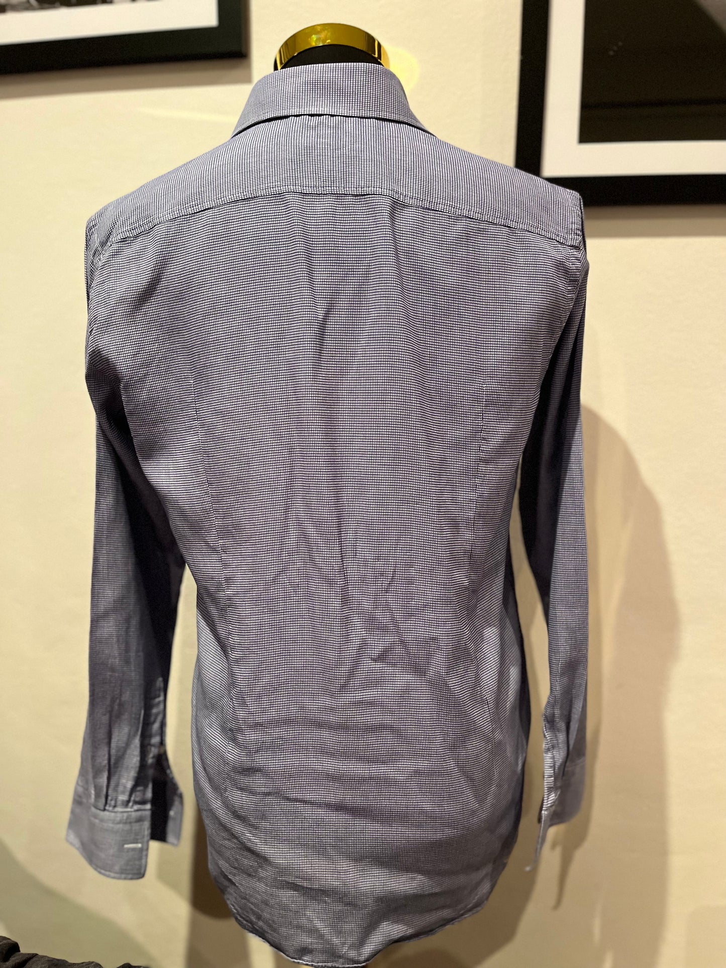 Boss Hugo Boss Italian Fabric 100% Cotton Blue Shirt Size Medium