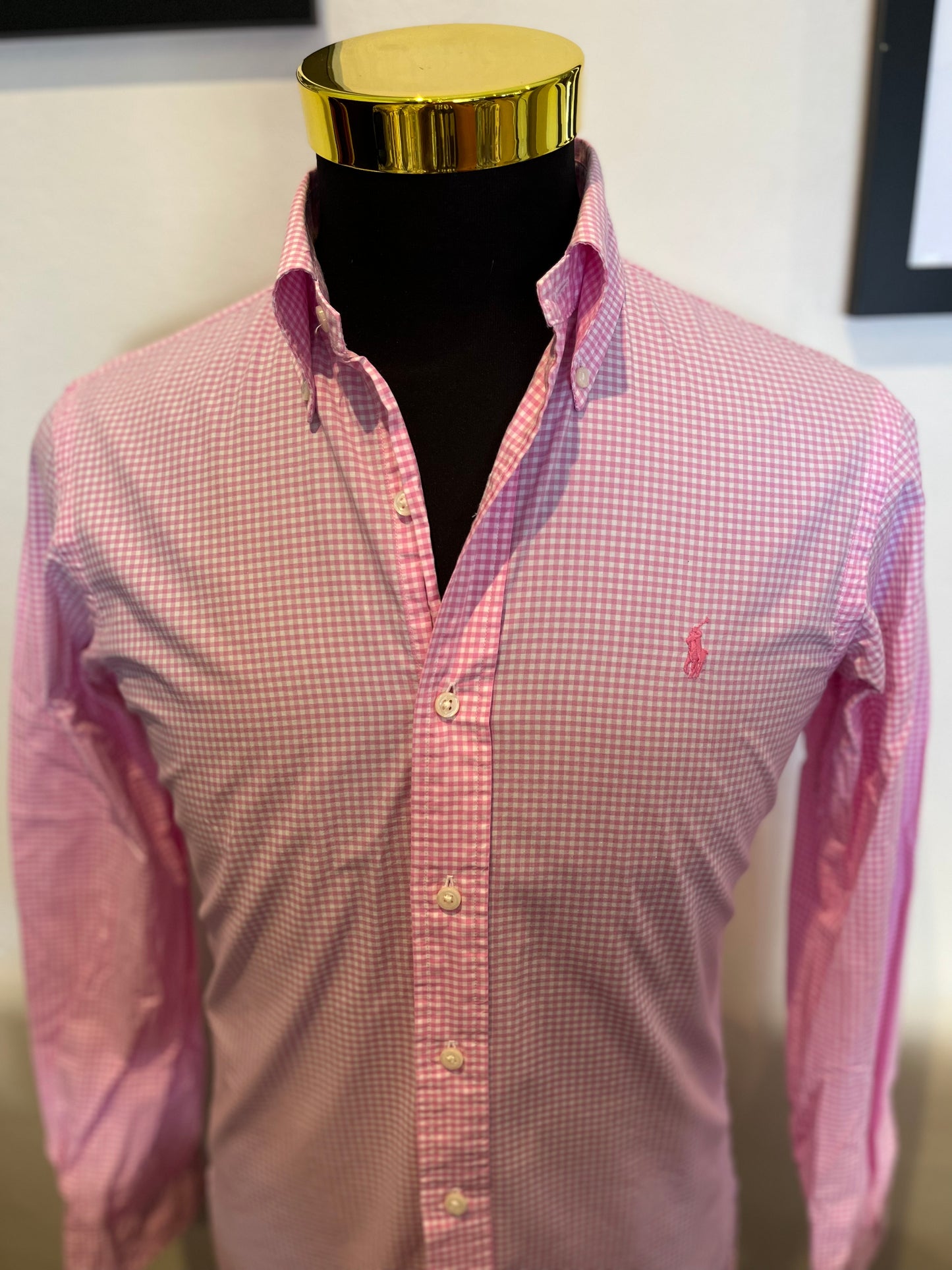 Ralph Lauren 100% Cotton Custom Fit Orange Check Shirt Size M