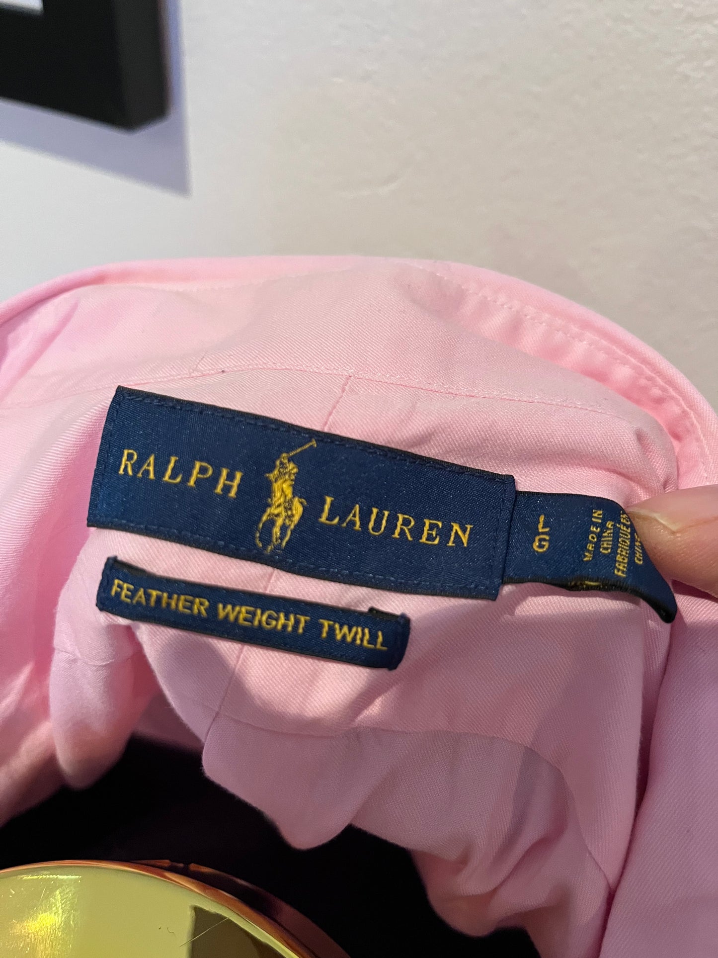 Ralph Lauren 100% Cotton Feather Weight Twill Pink Short Sleeve Shirt Size L