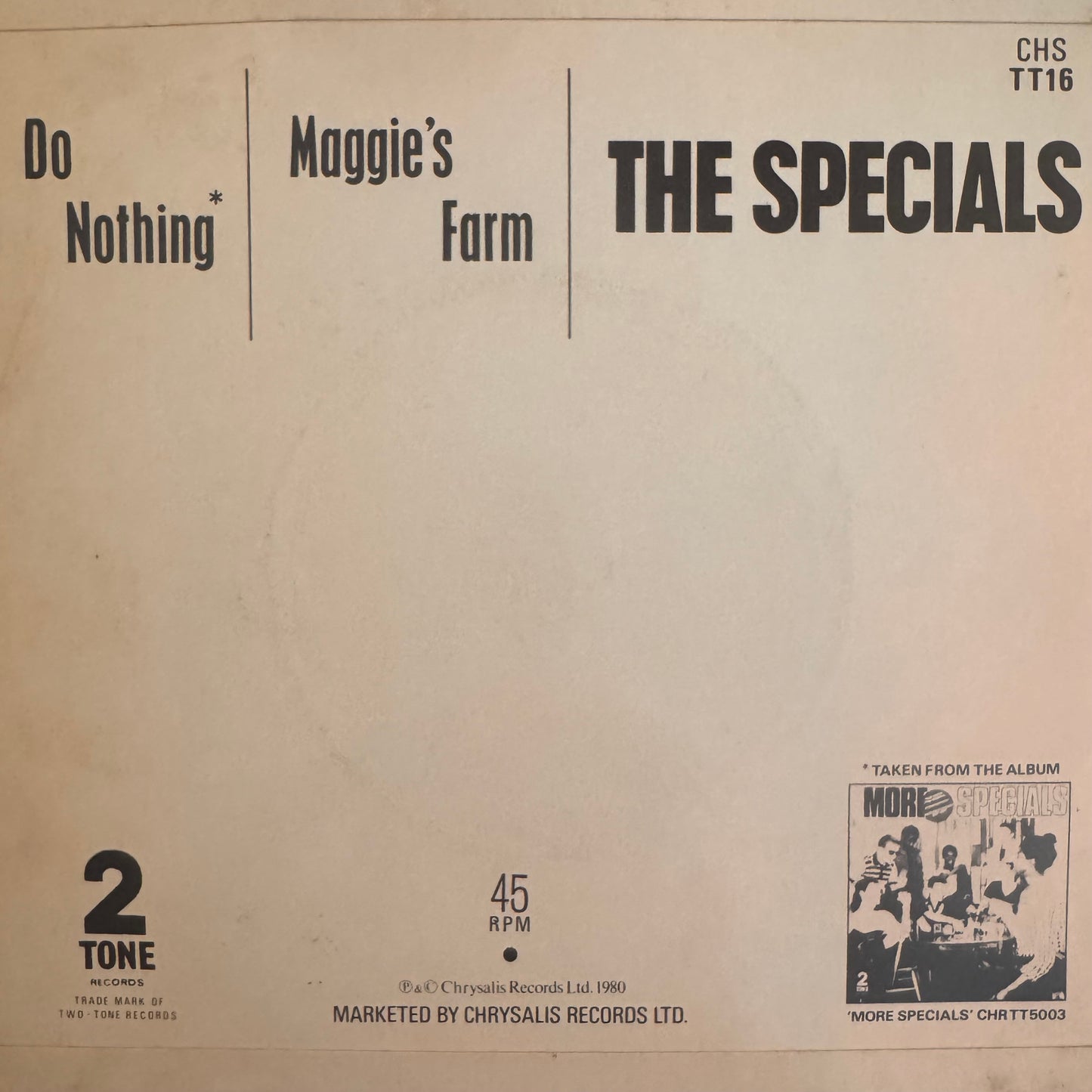 The Specials “Do Nothing” 2 Track 7inch Vinyl On 2 Tone Records 1980