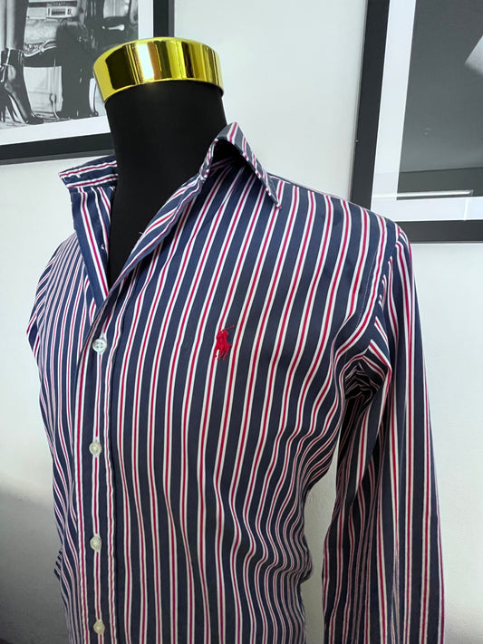 Ralph Lauren 100% Cotton Blue Red Button Down Shirt Size S Classic Fit, Fits Small to Medium
