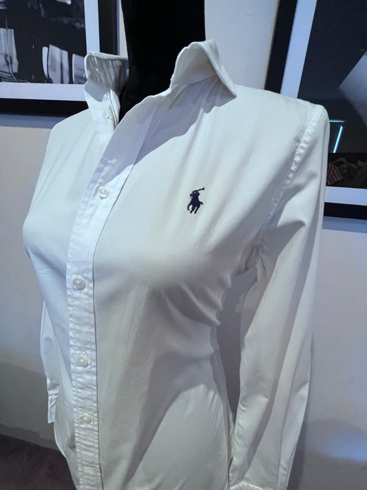 Ralph Lauren Women’s 100% Cotton White Shirt Slim Fit Size 8