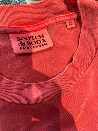 Scotch & Soda 100% Cotton Red T Shirt Regular Fit Size XL