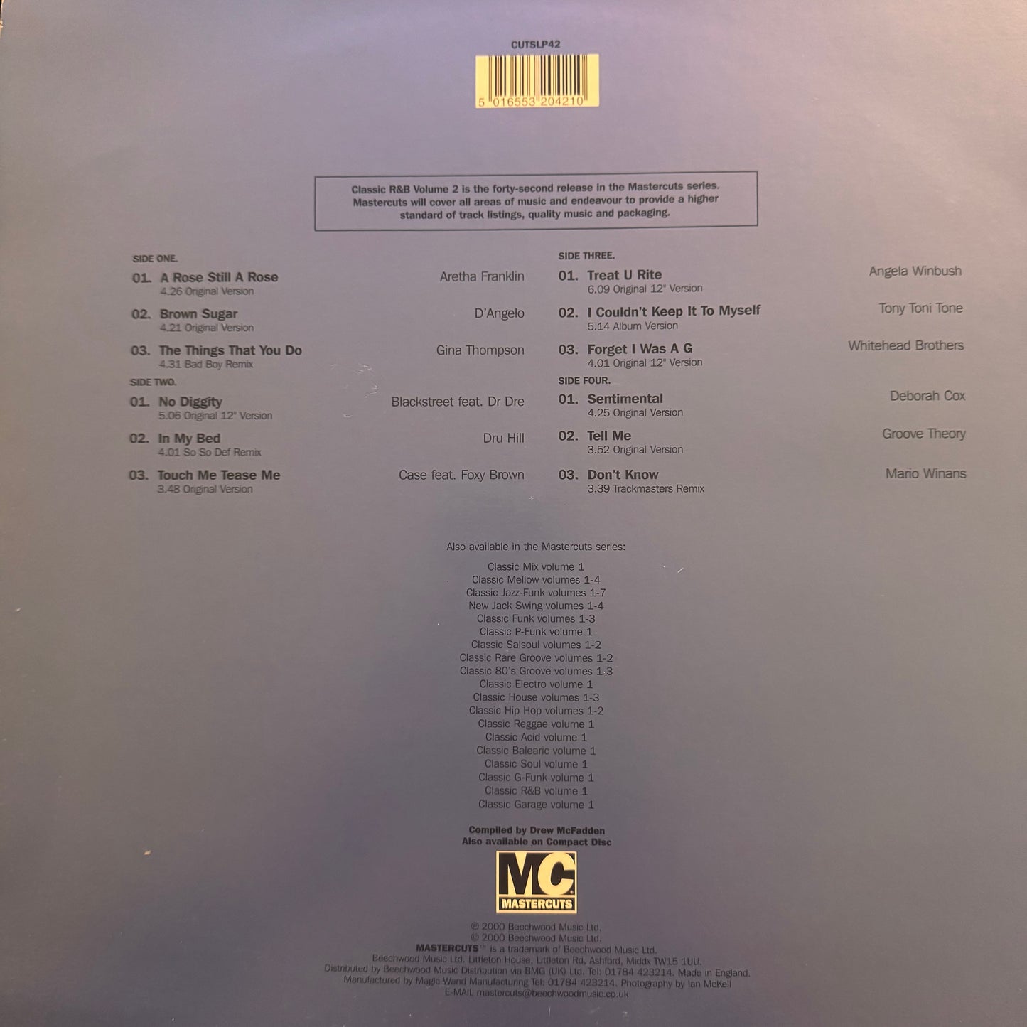 Mastercuts ‘Classic R&B’ Vol 2 12 Track Double Vinyl Album