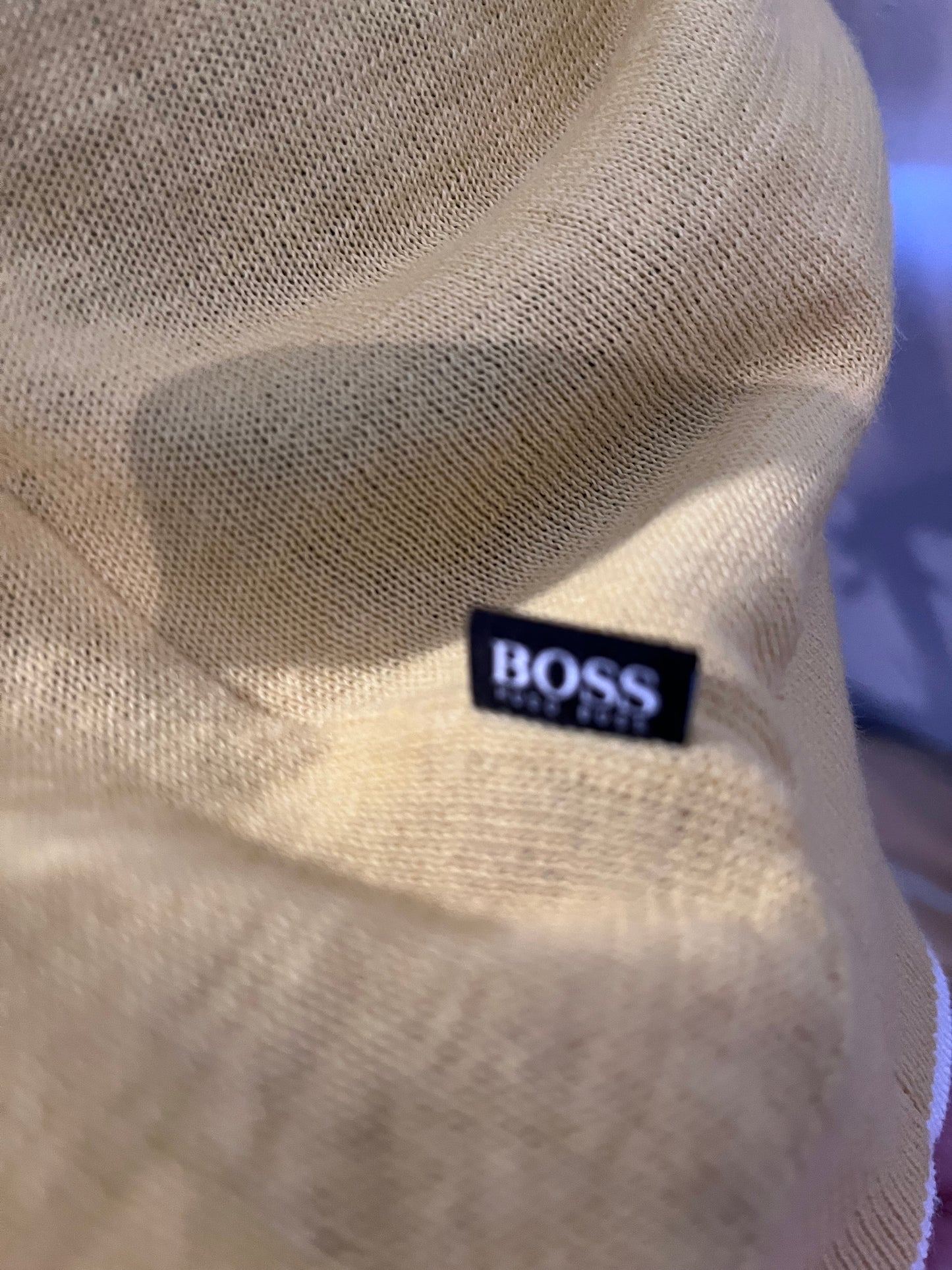 Boss Hugo Boss 100% Cotton Yellow light knit Tee Size XL