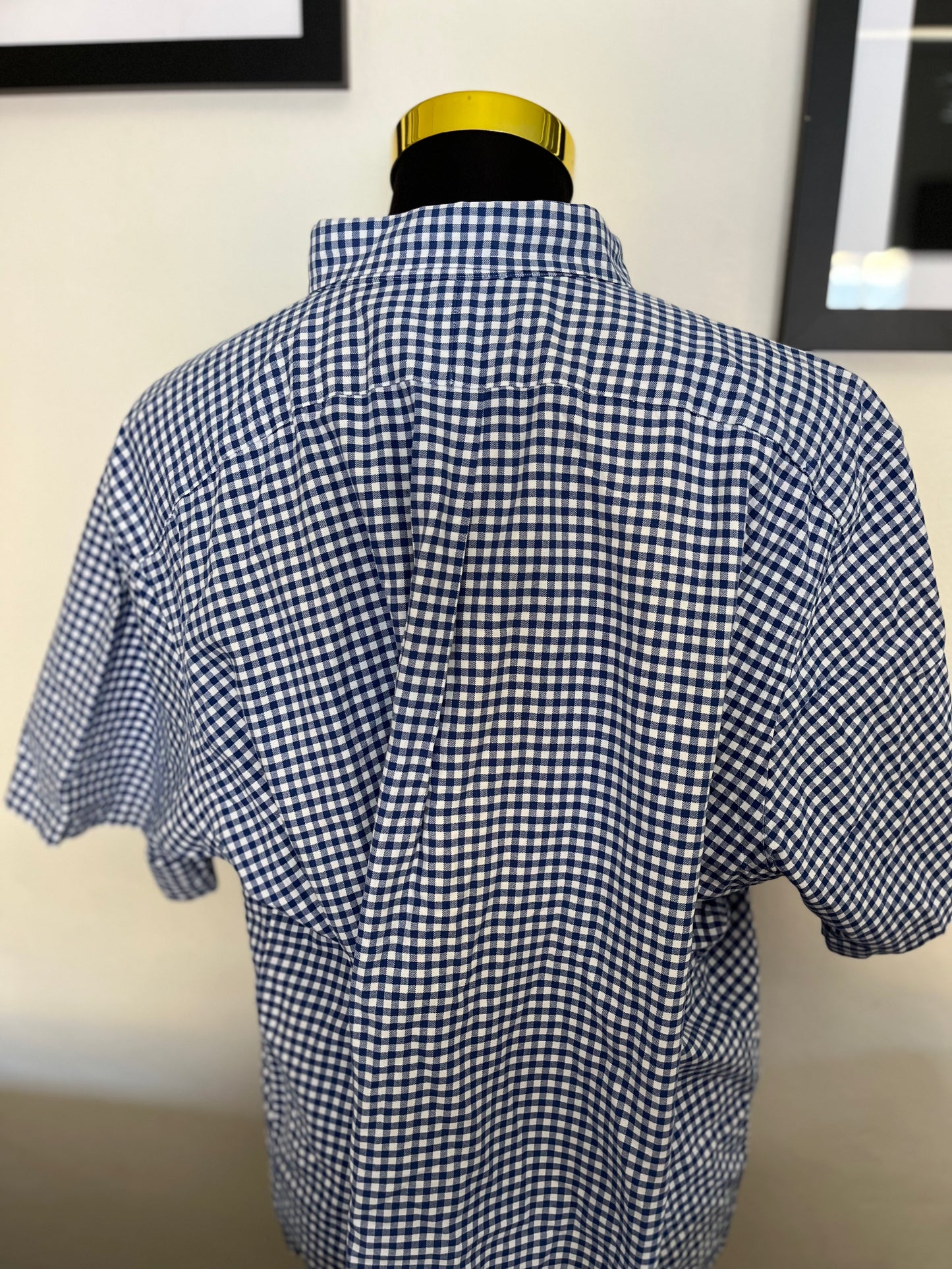 Ralph Lauren 100% Cotton White Blue Check Shirt Size 2XB Big Fitting Shirt