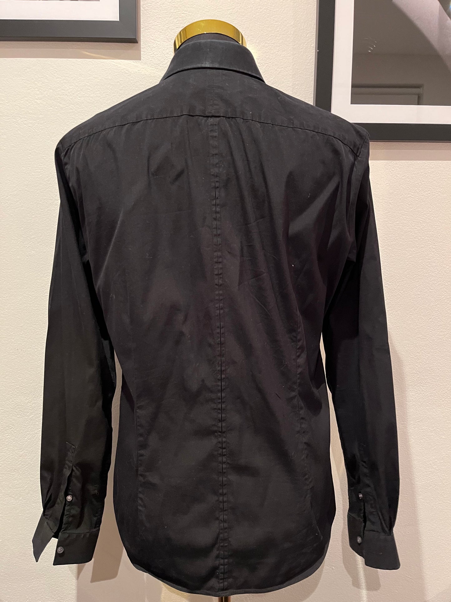 Thomas Pink 100% Cotton Super Slim Fit Black Shirt Size Large 16/41
