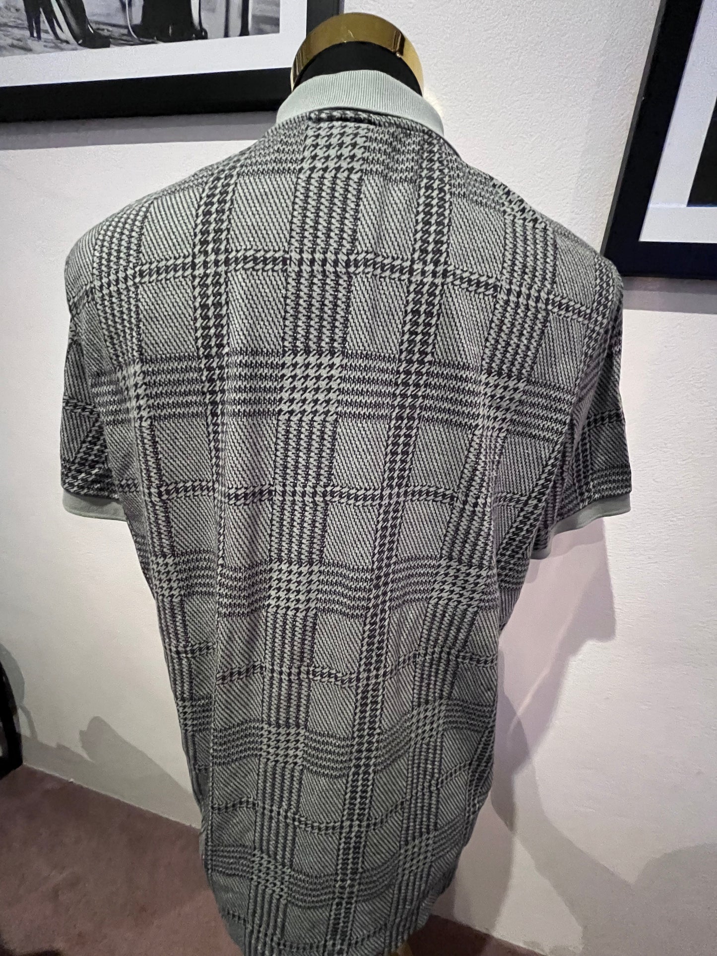 Lacoste 100% Cotton Green Check Polo Short Size US XL Regular Fit