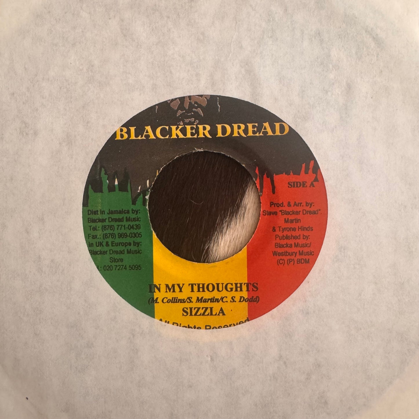Sizzla “In My Thoughts” 2 Track 7inch Vinyl Record Blacker Dread Music