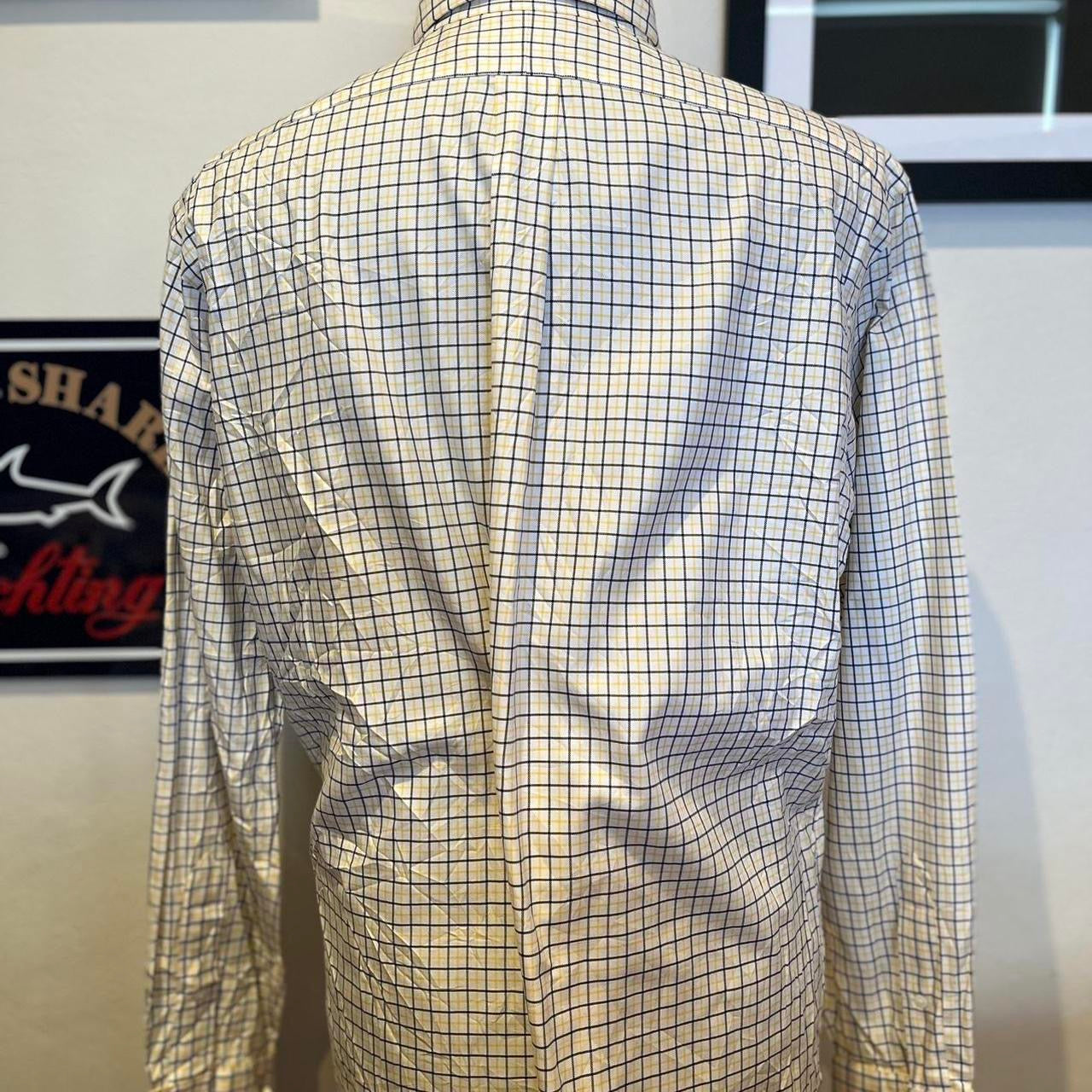 Ralph Lauren 100% Cotton White Yellow Blue Check Shirt Size Large