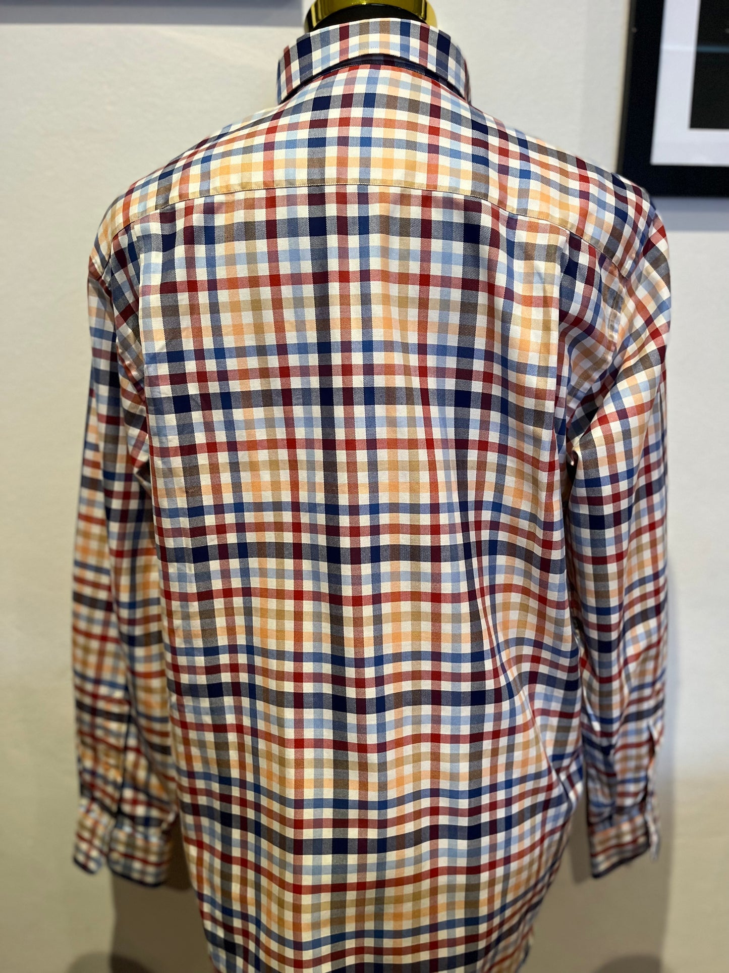 Paul & Shark 100% Cotton Red Blue Check Shirt Size 41 Large Made In Italy Classic Fit