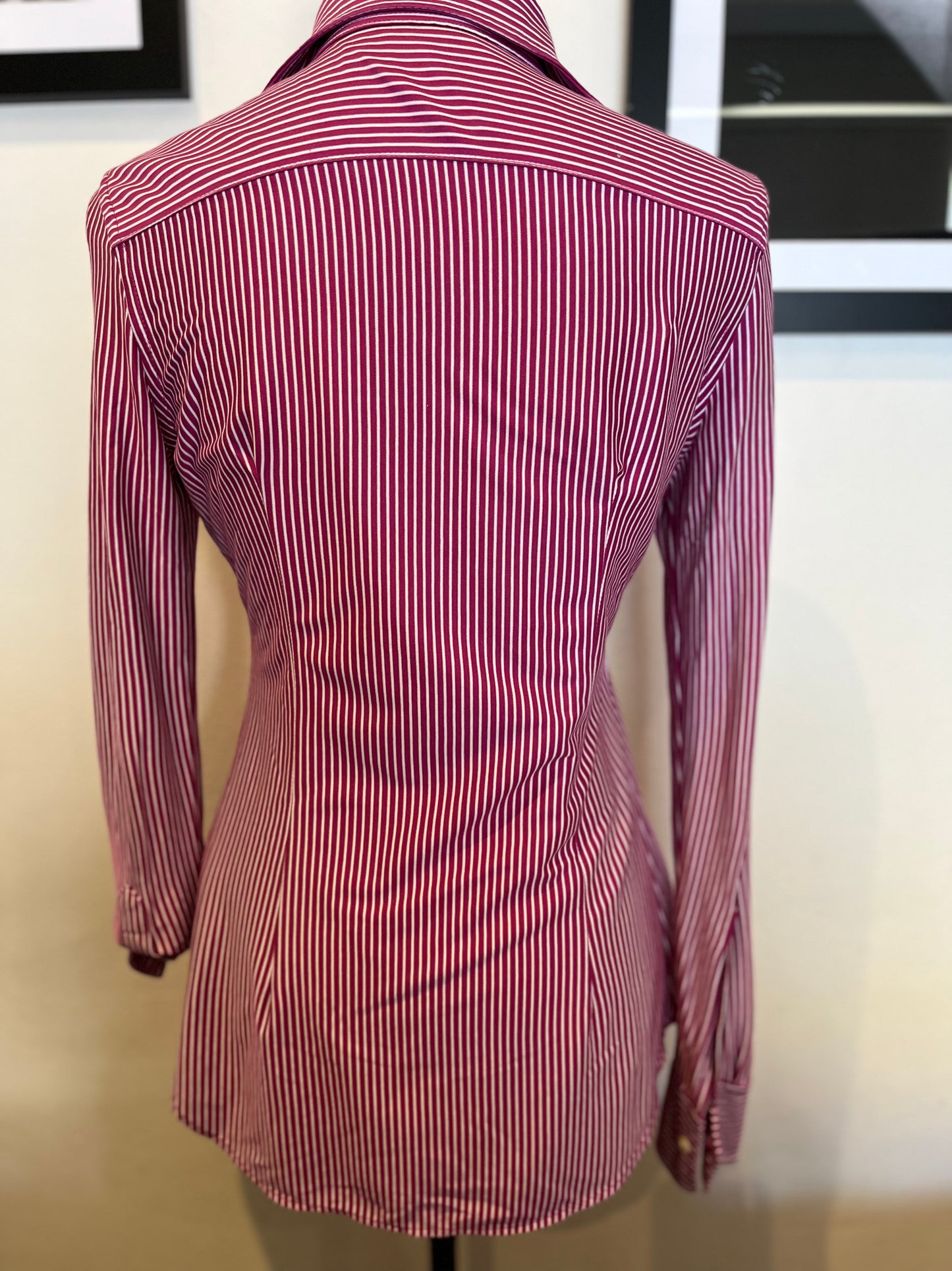 Ralph Lauren Women’s 100% Cotton Purple White Stripe Shirt Slim Fit Size XS