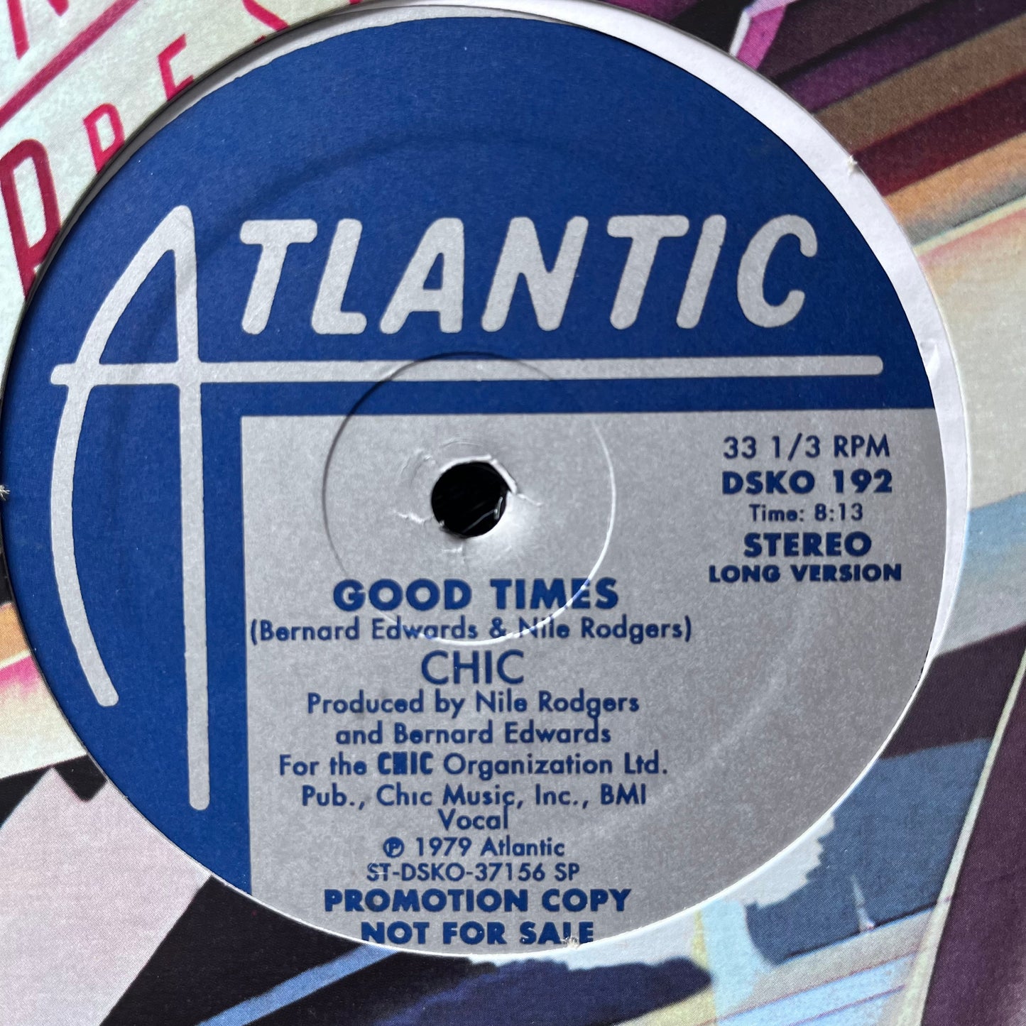 Chic “Good Times” 2 Track 12inch Vinyl Record on Atlantic Records Promo Disco Single