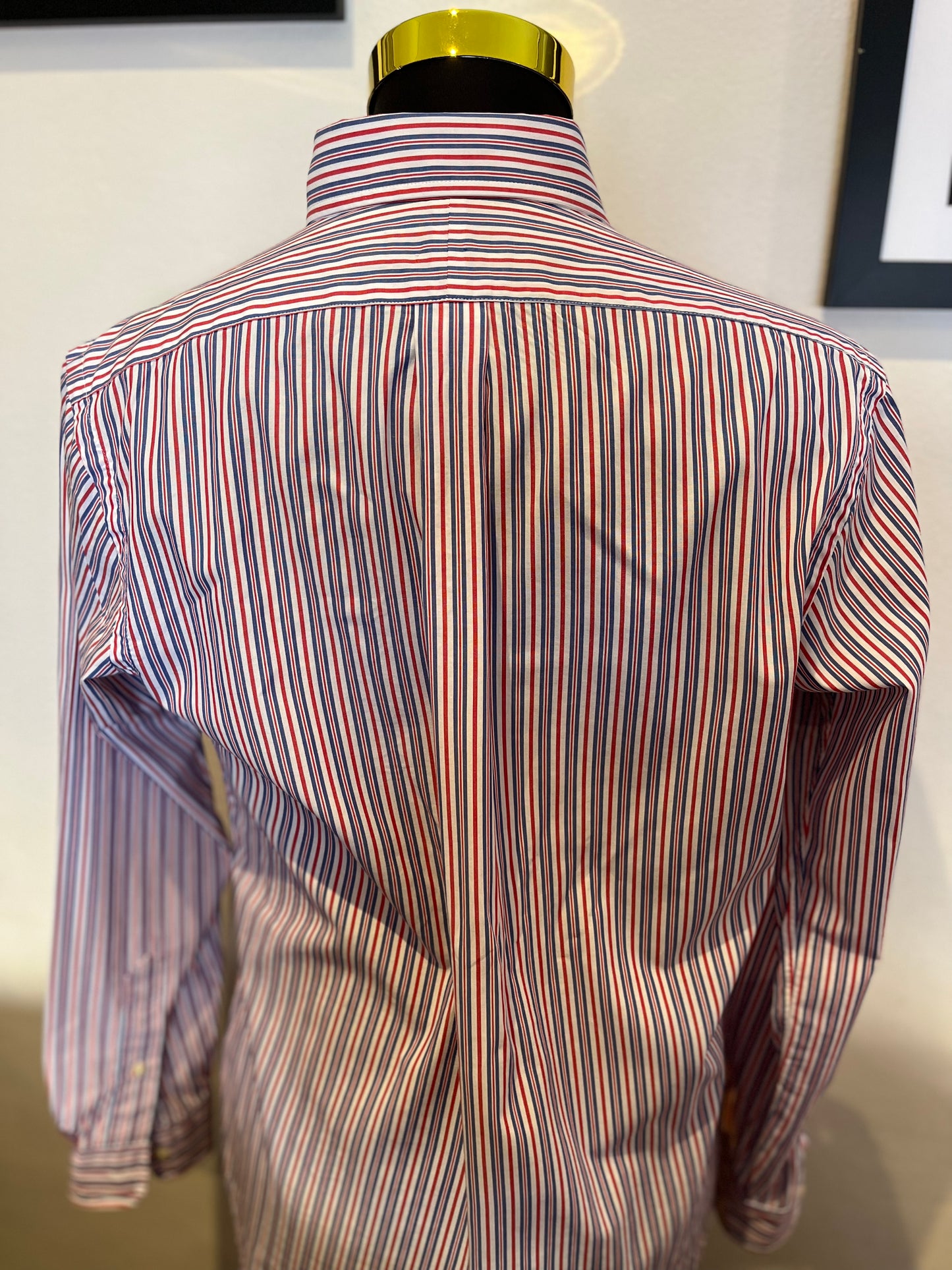 Ralph Lauren 100% Cotton Custom Fit White Striped Shirt Size M