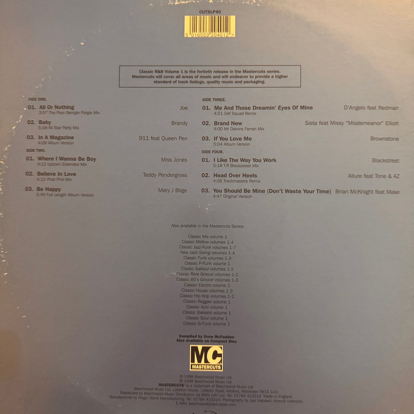 Mastercuts ‘Classic R&B’ 12 Track Double Vinyl Album