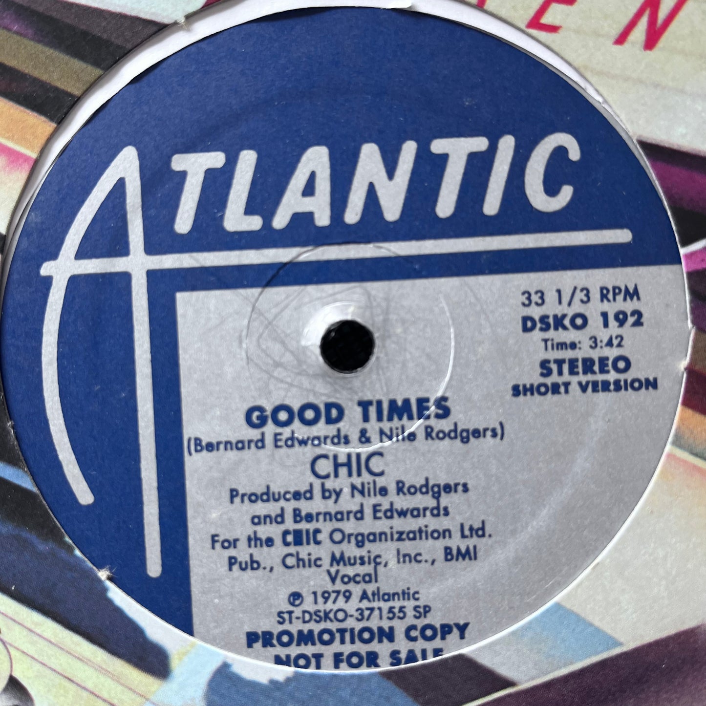 Chic “Good Times” 2 Track 12inch Vinyl Record on Atlantic Records Promo Disco Single