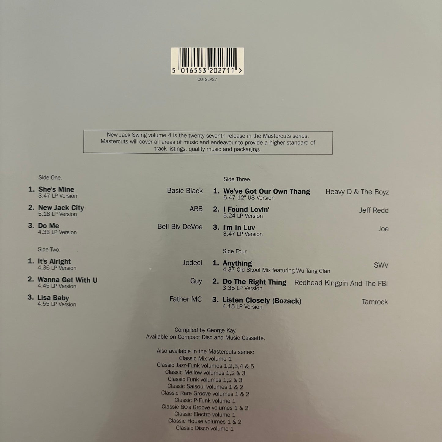 New Jack Swing Masters Cuts Vol 4 12 Track Double LP