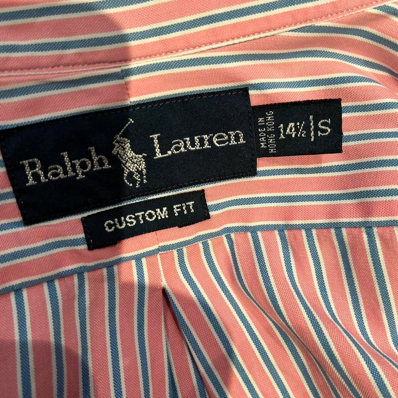 Ralph Lauren 100% Cotton Pink Blue Stripe Shirt Size 14 1/2 Small Button Down Collar