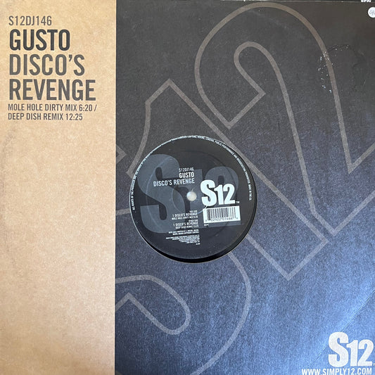 Gusto “Disco’s Revenge” 2 Version 12inch Vinyl Record includes Mole Hole Dirty Mix