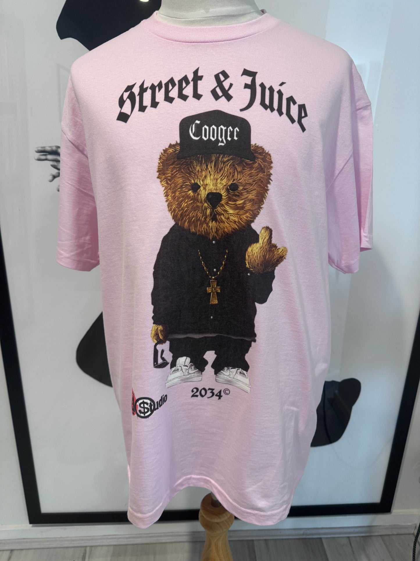 Street & Juice ‘Coogee Bear’ 100% Cotton Pink Chest & Back Logo Tee