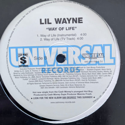 Lil Wayne “Way of Life” 4 Version 12inch Vinyl Record on Cash Money Records