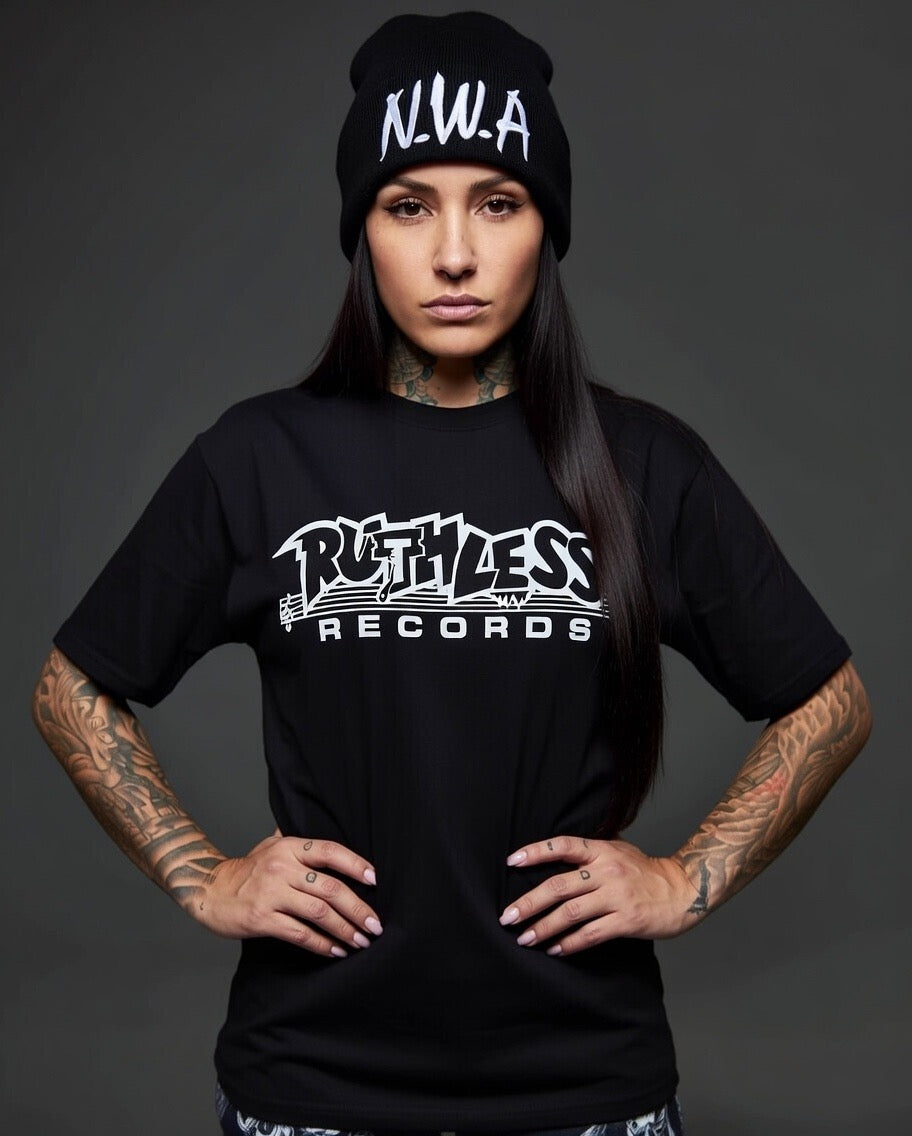 Ruthless Records NWA 100% Cotton Black Tee – Classic wax records