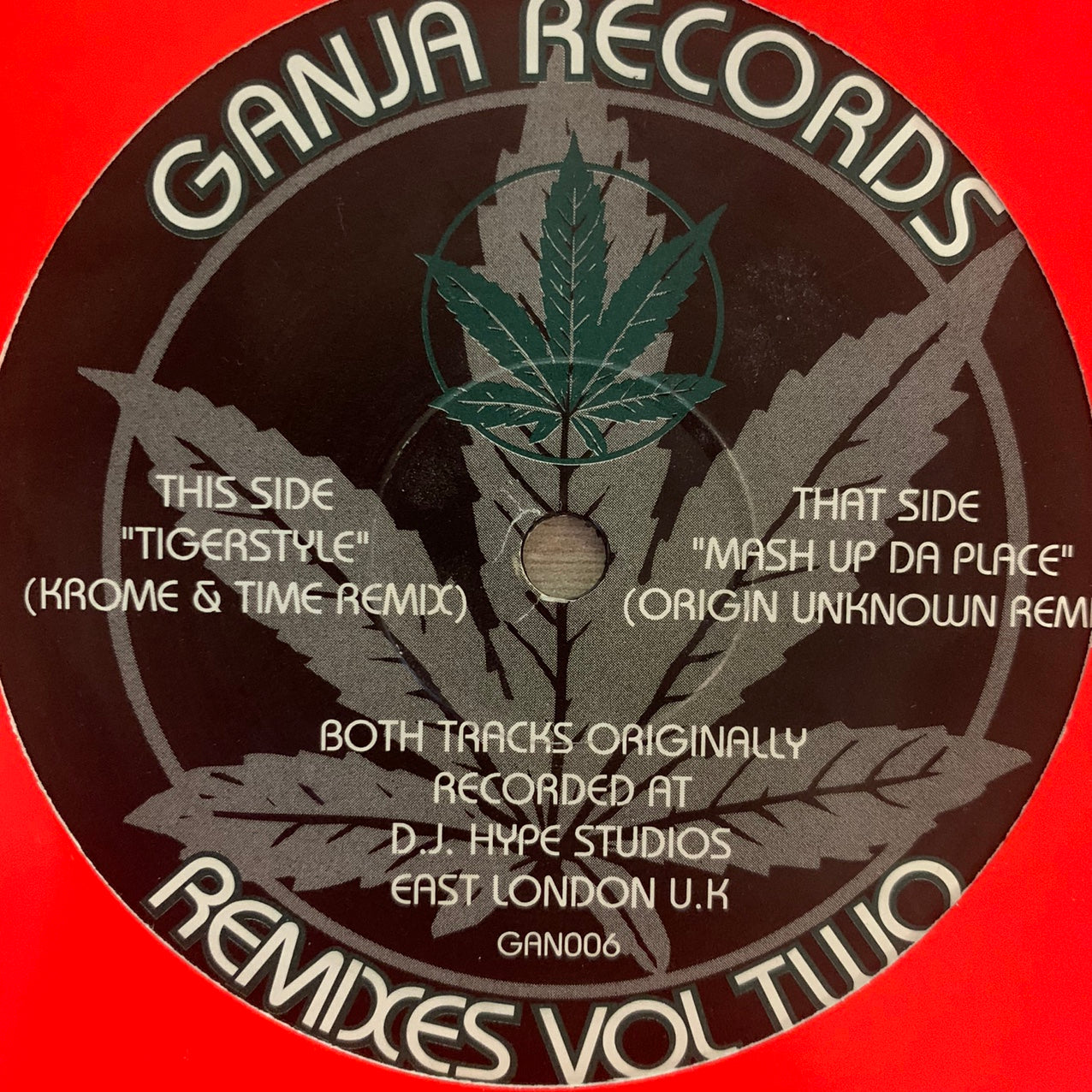 Ganja Records Remixes Vol 2 “Tiger Style” \ “Mash Up Da Place” 2 Track 12inch Vinyl