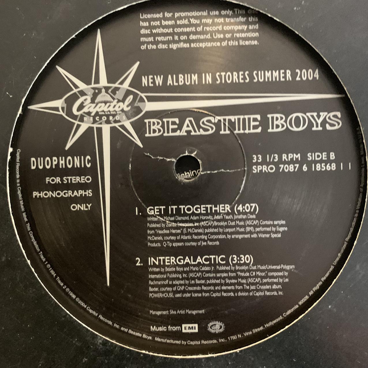 Beastie Boys ‘Solid Gold Hits’ Album Sampler 4 Track 12inch Vinyl Single full Track Listing In Photos Featuring “Intergalactic”