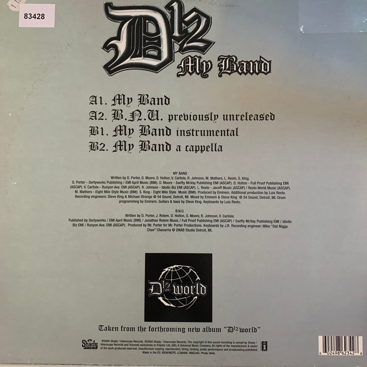 D12 Feat Eminem “My Band” 4 Version 12inch Vinyl